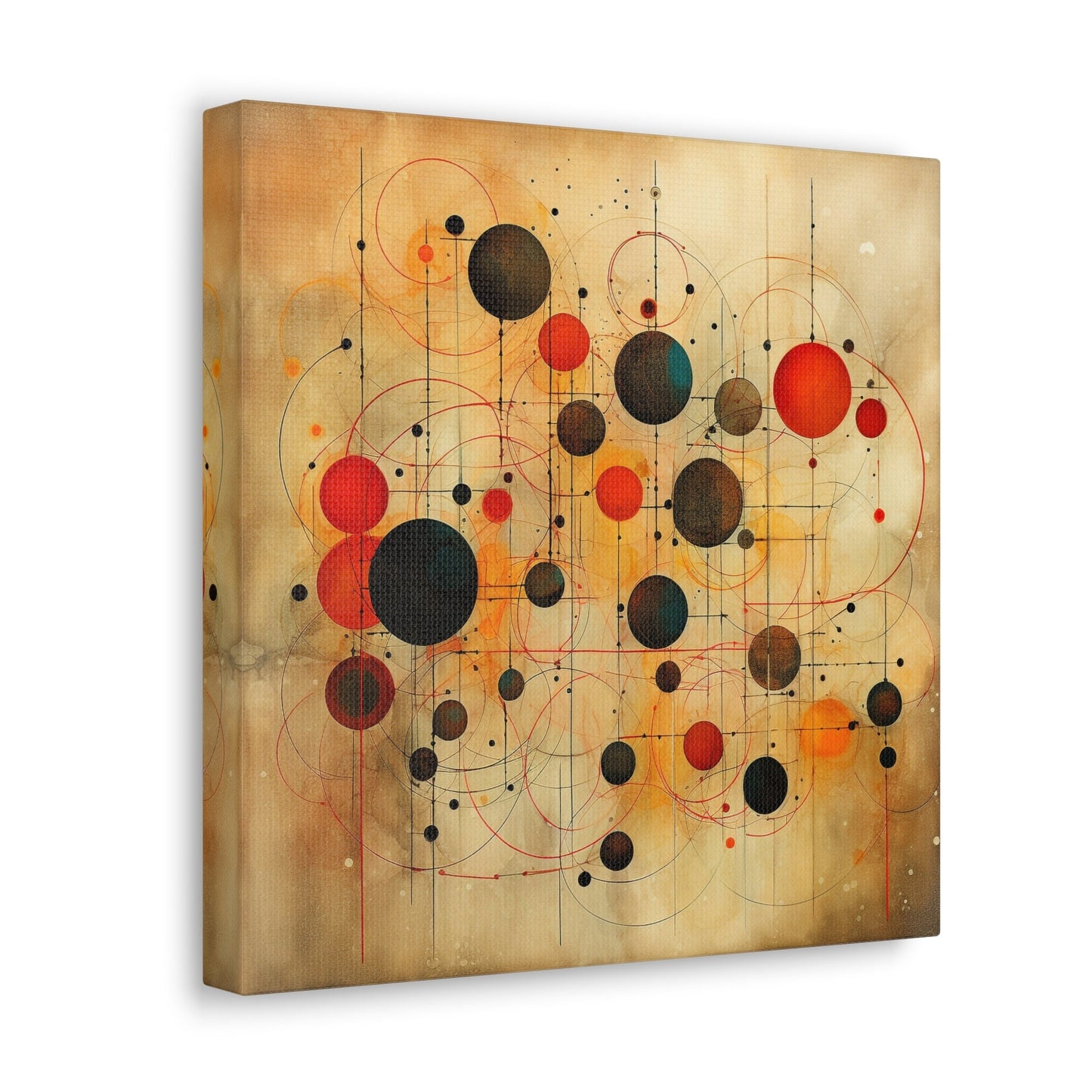 Amazing Wall Art for your Home, Apartment or Dorm Room.  Abstract Art, Circles & Worn papyrus. Modern Geometric Red and Black, Home Decor.