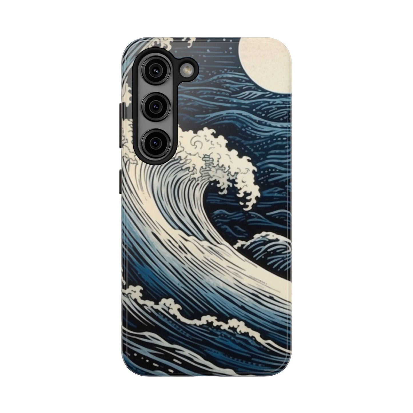Blue wave Japanese Style Etching Print. Samsung Galaxy or iPhone Tough Case | Amazing mobile case.