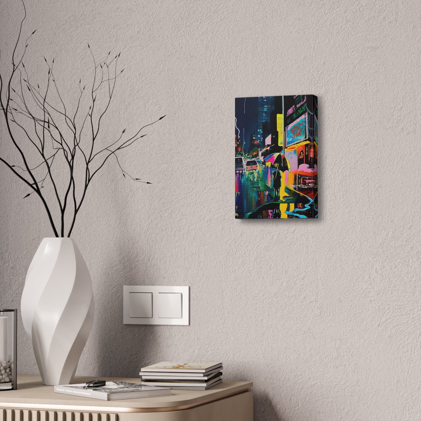Neon Street Drips: Abstract City Scene