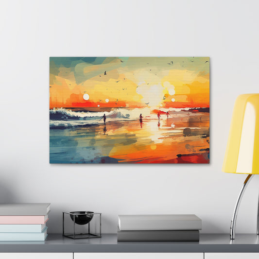 Surfer's Sunset Paradise: Abstract Painting Print