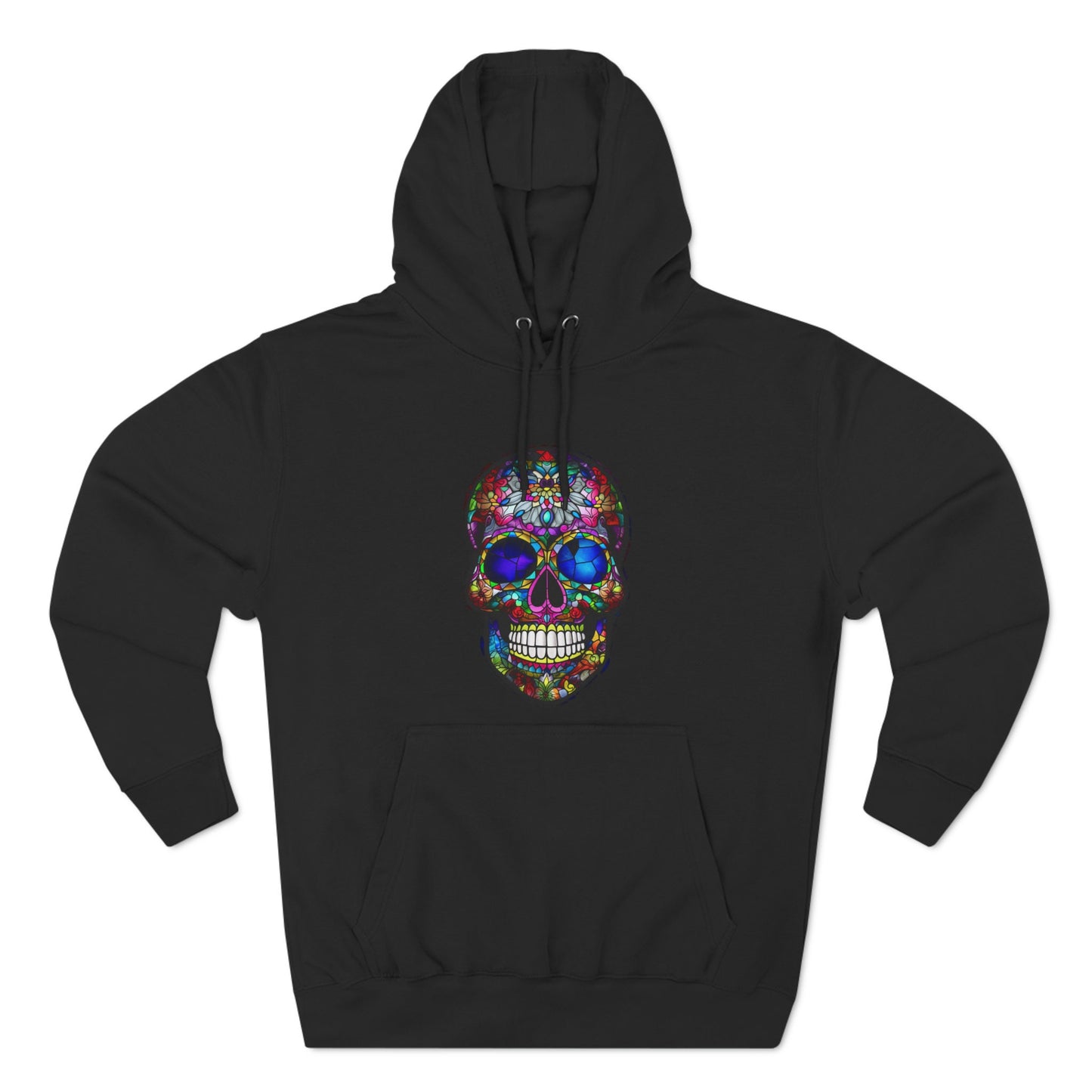Unique Gift for the person (or yourself) who has wants to stand out in a crowd! Stained Glass Sugar Skull. Unisex Premium Pullover Hoodie.
