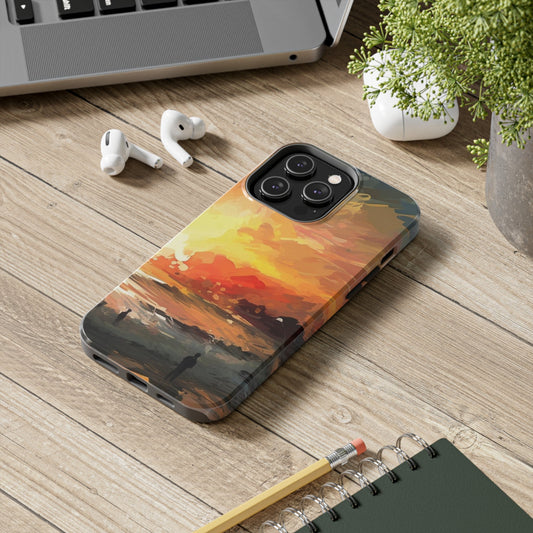 Sunset Beach: Ai Generated Art. Tough iPhone or Samsung Galaxy Case