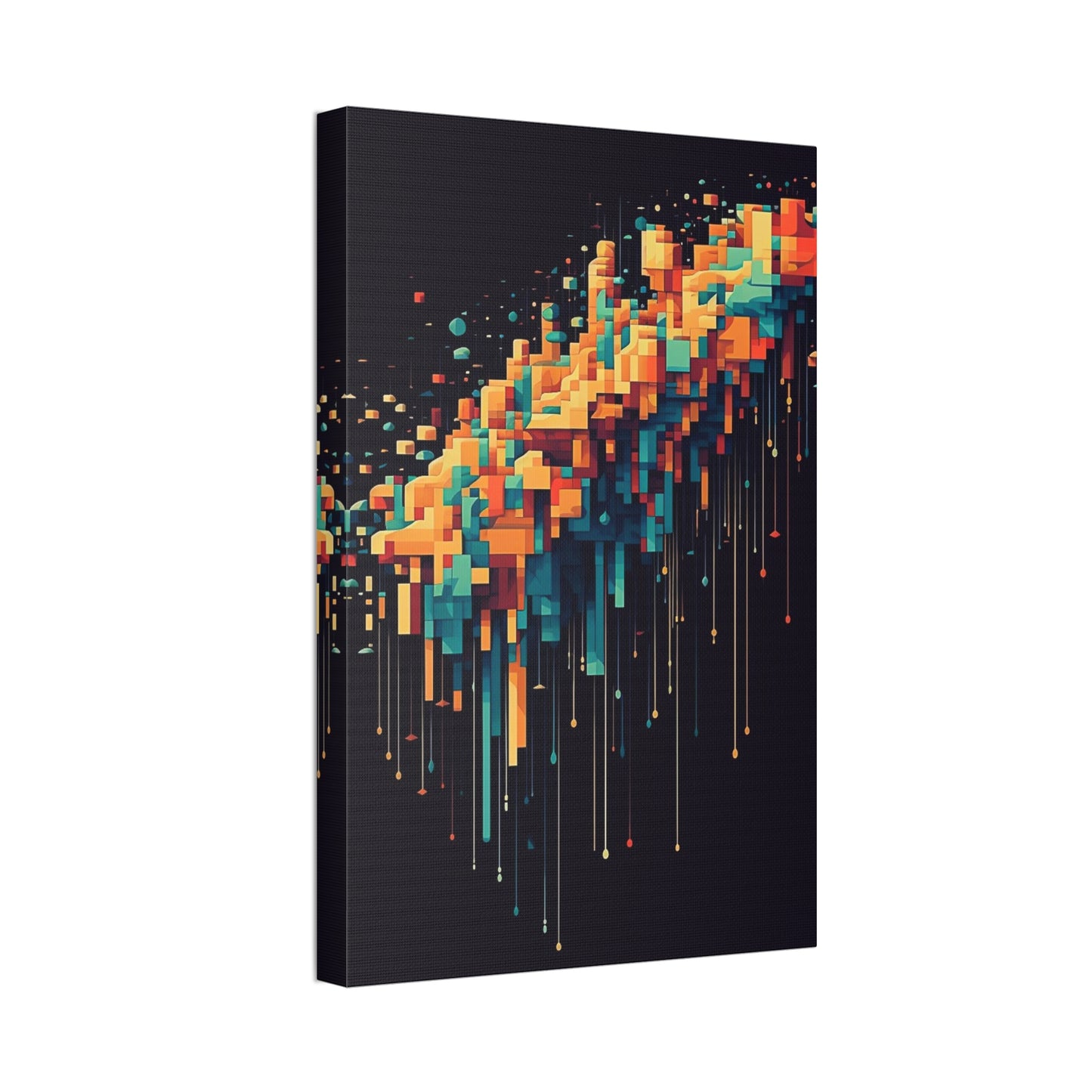 Pixel Drip: AI generated art crossing pixel art mixed with paint pouring techniques. Multicolored wall art.