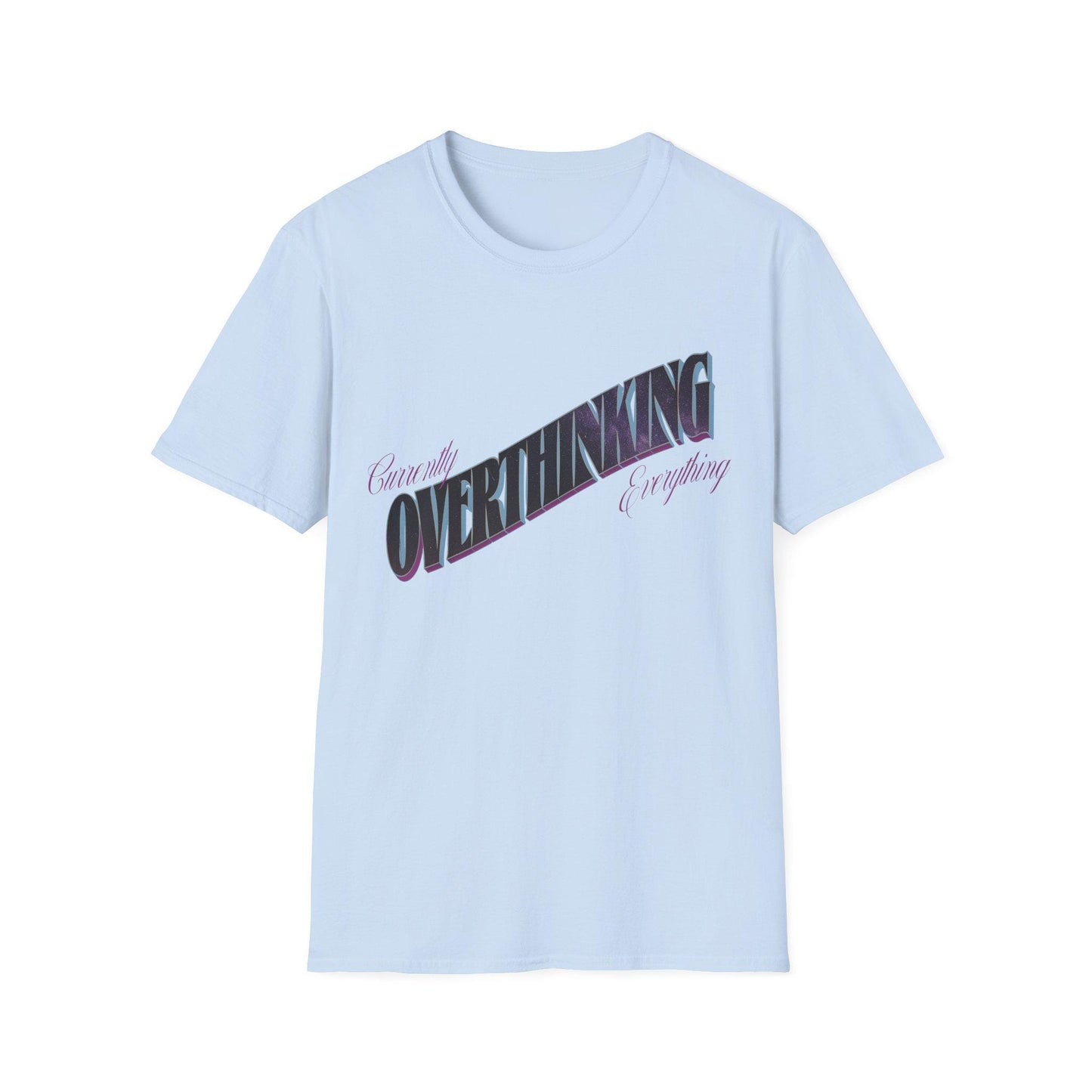 Vintage Sunset Overthinking Unisex Softstyle T-Shirt, Postcard Design, Retro Tee Shirt, Summer Beach Apparel, Gift for Thinkers, Funny