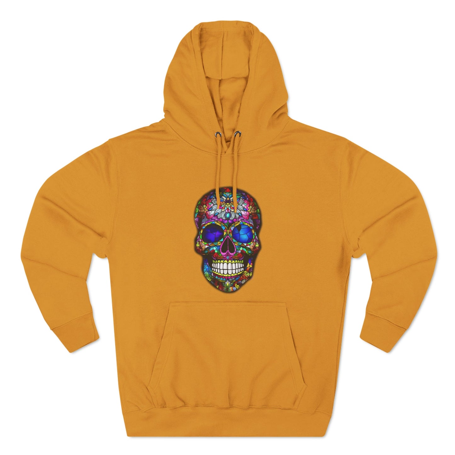 Unique Gift for the person (or yourself) who has wants to stand out in a crowd! Stained Glass Sugar Skull. Unisex Premium Pullover Hoodie.