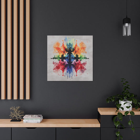 4: Art Print, Rorschach Test Inspired Multi-Color Wall Decor, Concrete Background, Gallery Wrap, Home Decor, Psychologist Gift, Inkblot