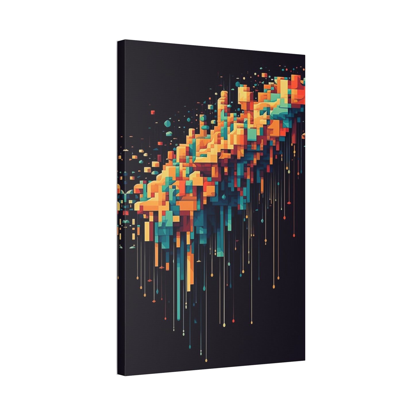Pixel Drip: AI generated art crossing pixel art mixed with paint pouring techniques. Multicolored wall art.