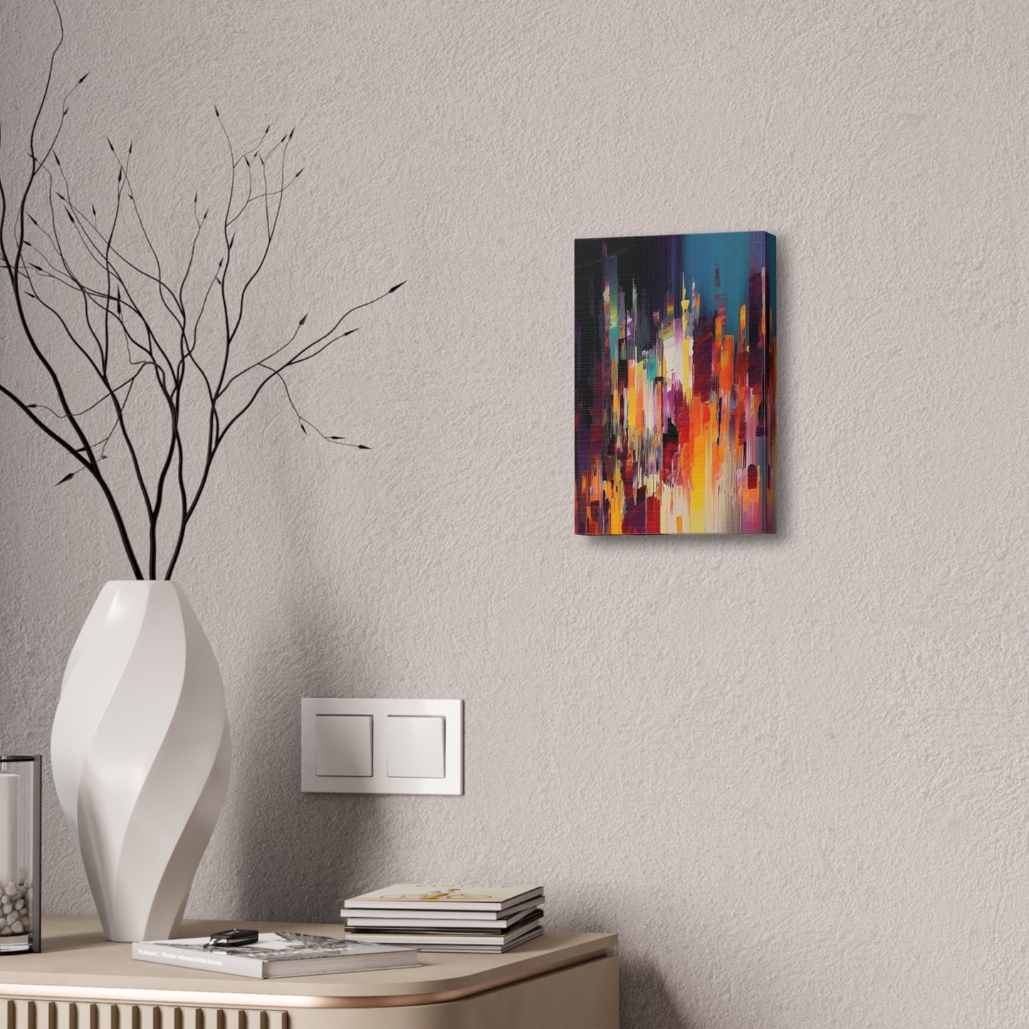 Rainbow Pixel Drip Abstract Painting Print.  Ai digital oil painting print meant to resemble a cross between abstract style and pixel art.