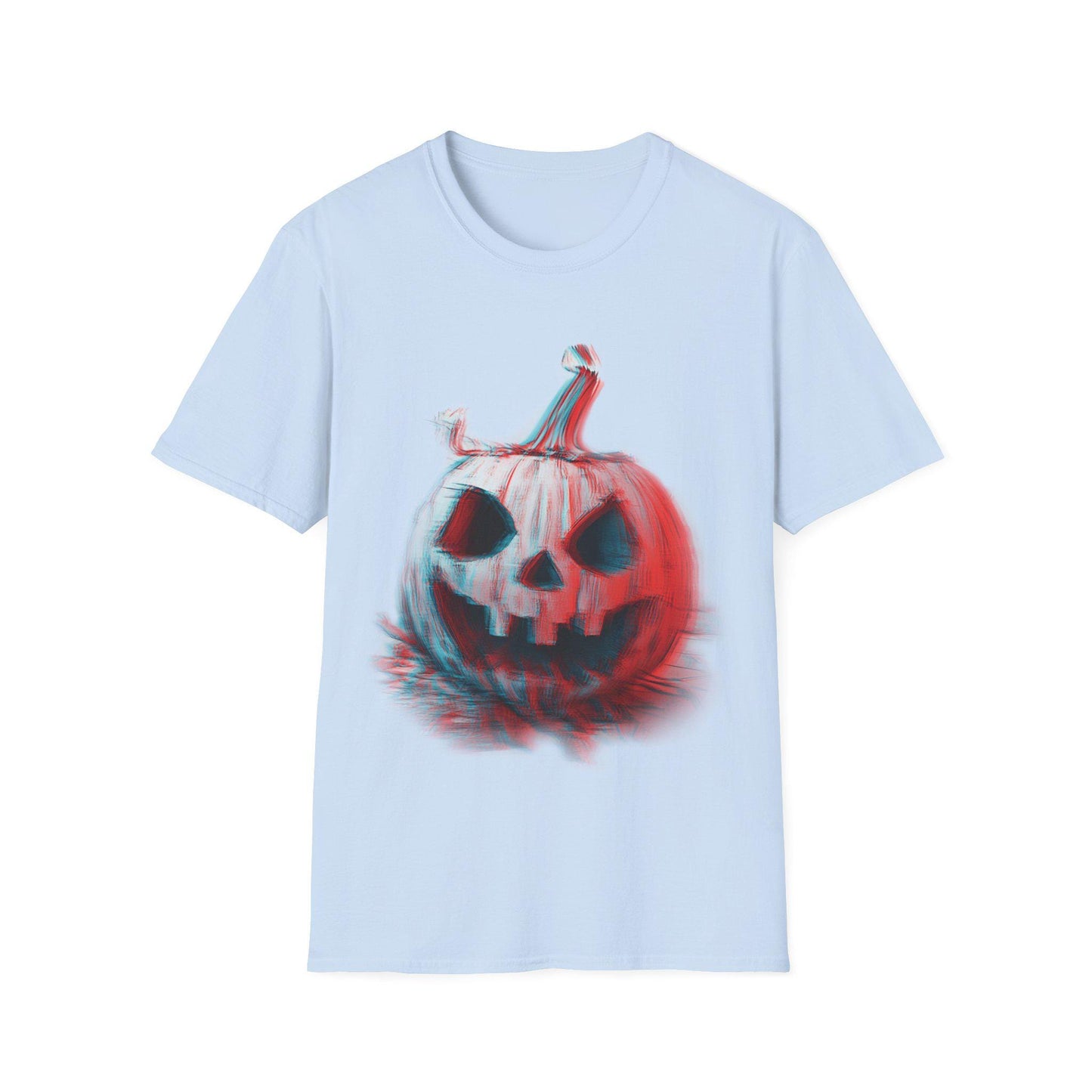 Anaglyph Pumpkin T-Shirt - Creepy Halloween Cotton Tee - Bold Graphic Shirt for Halloween Lovers! Creepy and A bit off for fall.