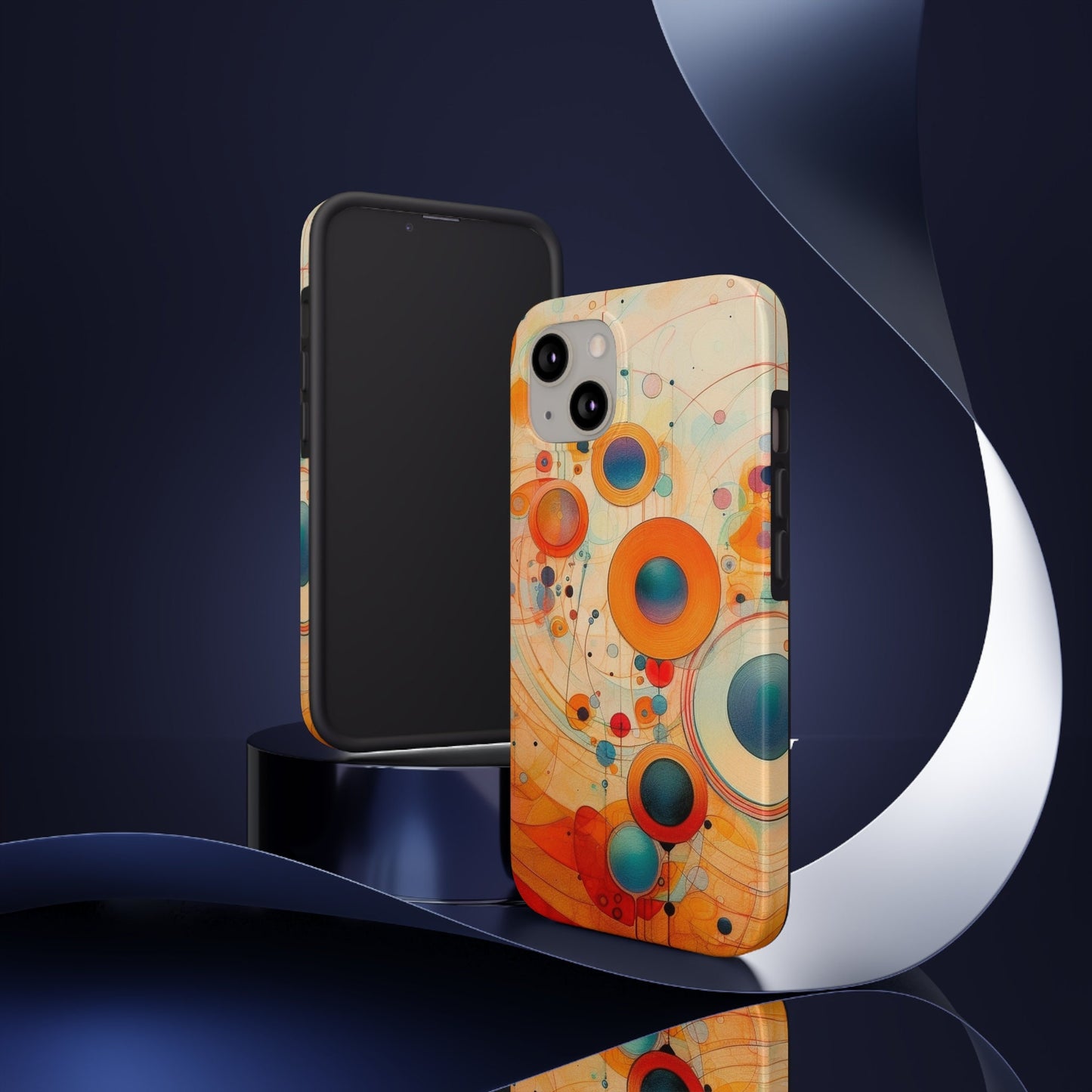 Abstract Orange, Red, and Blue Circles like Kandinsky Tough iPhone Case | Ai Art