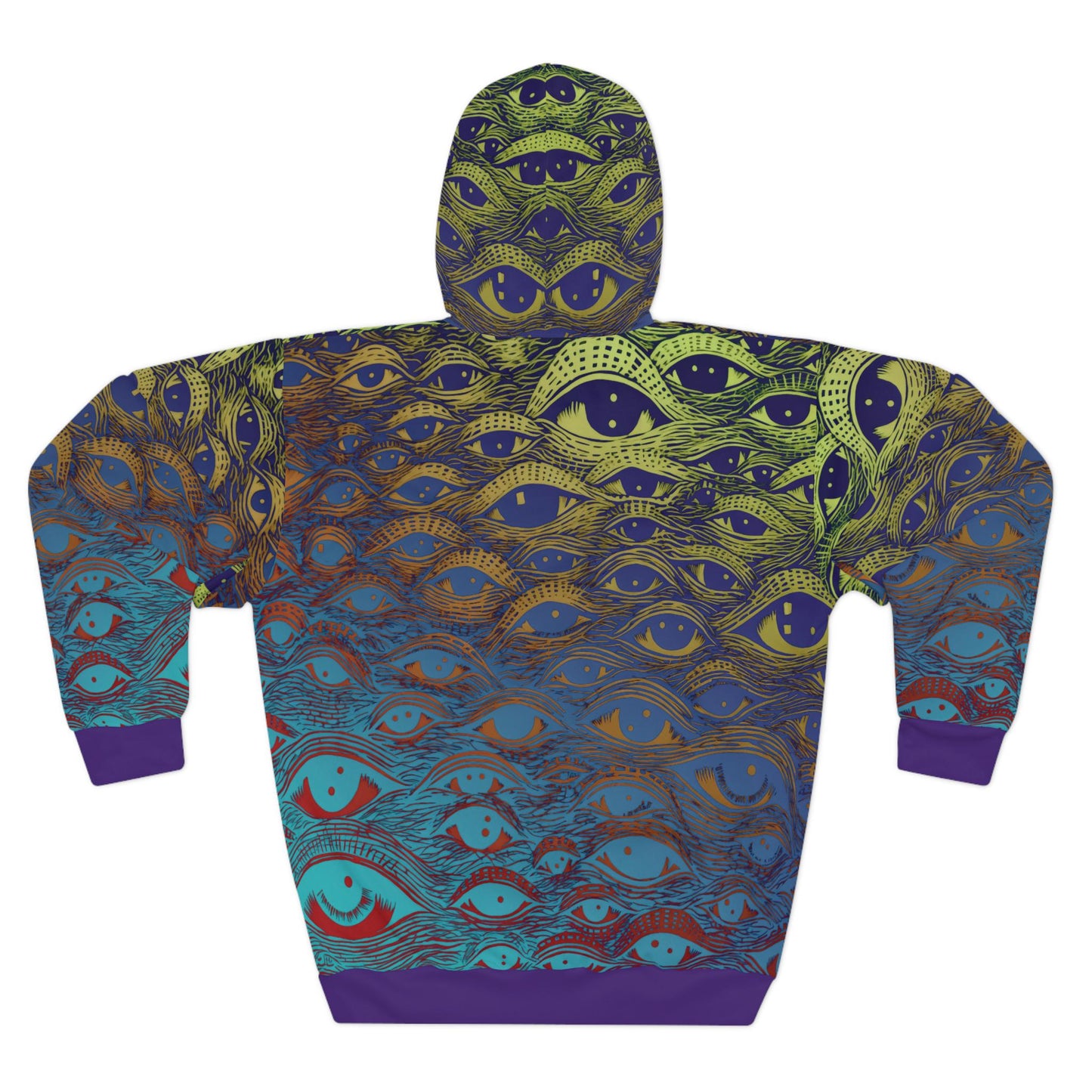 All Eyes On Me Color Hoodie | Unisex Pullover with Hypnotic Eye Design Unique, Trendy Streetwear. Multicolored one-of-a-kind sweatshirt.