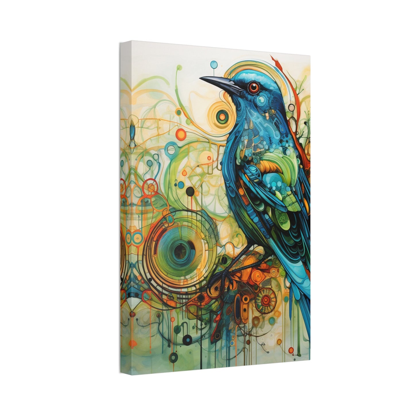 Unique College Dorm or New Apartment Wall Art | Abstract print of a Blue and Green Bird. Ai generated digital painting.