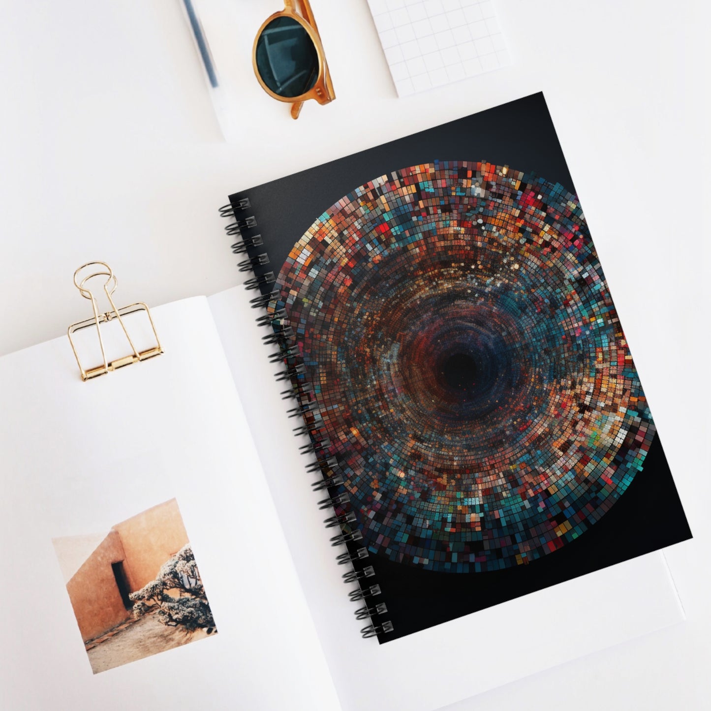 Rainbow Pixel Vortex Spiral Notebook - Ruled Line
