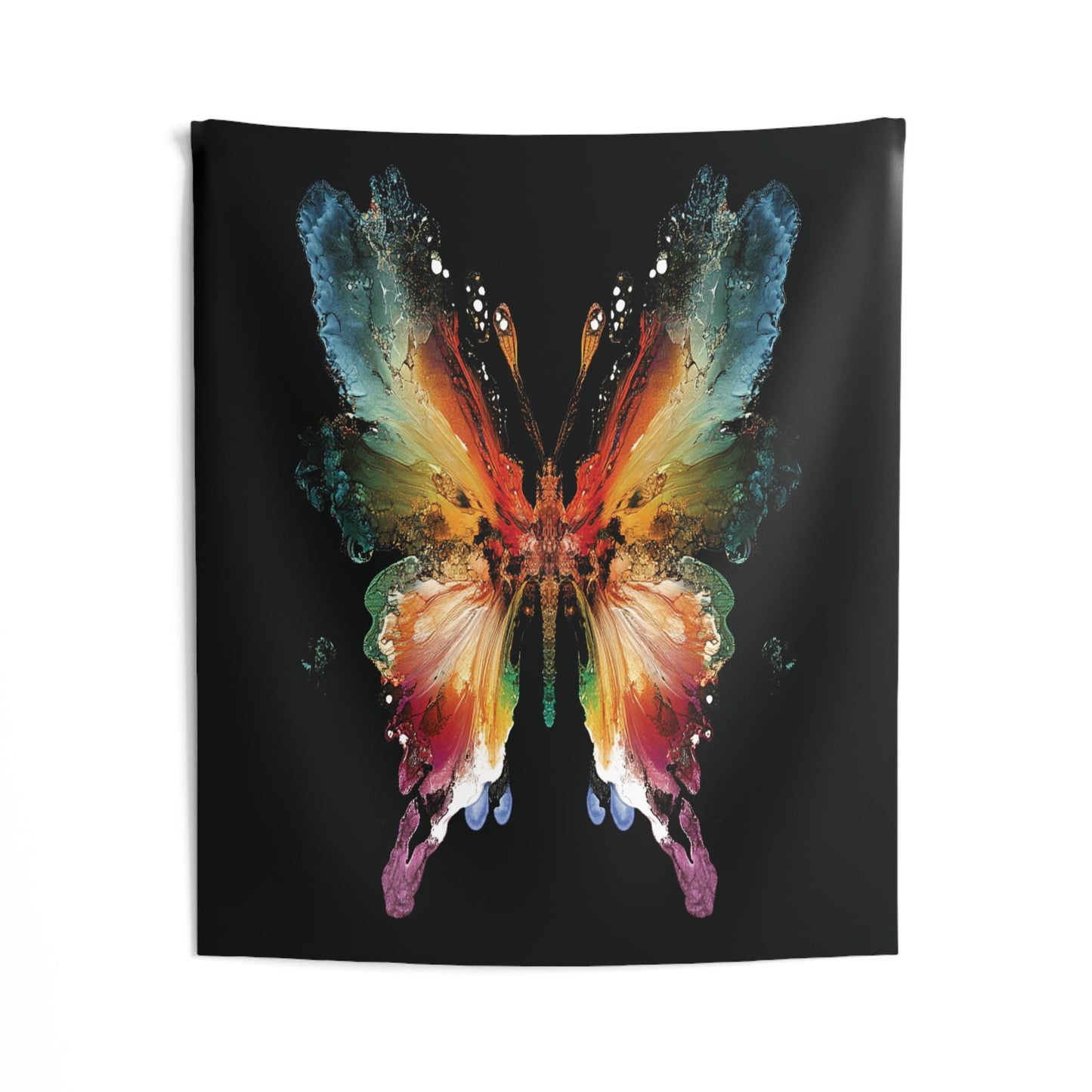 Rorschach Test Inspired Butterfly Wall Tapestry, Art Print Tapestry, Black Background Tapestries, Home Decor, Wall Art