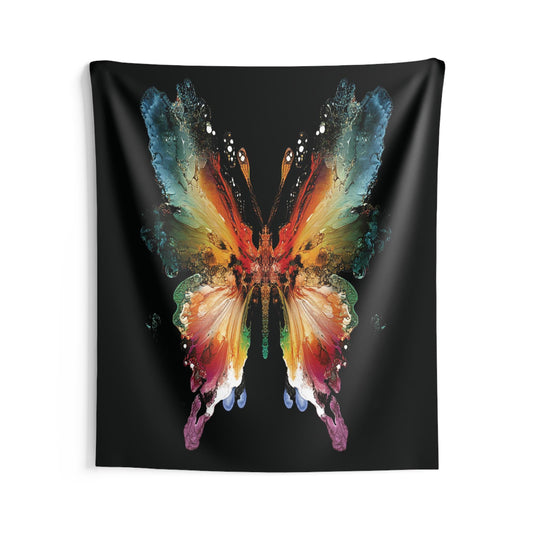 Rorschach Test Inspired Butterfly Wall Tapestry, Art Print Tapestry, Black Background Tapestries, Home Decor, Wall Art