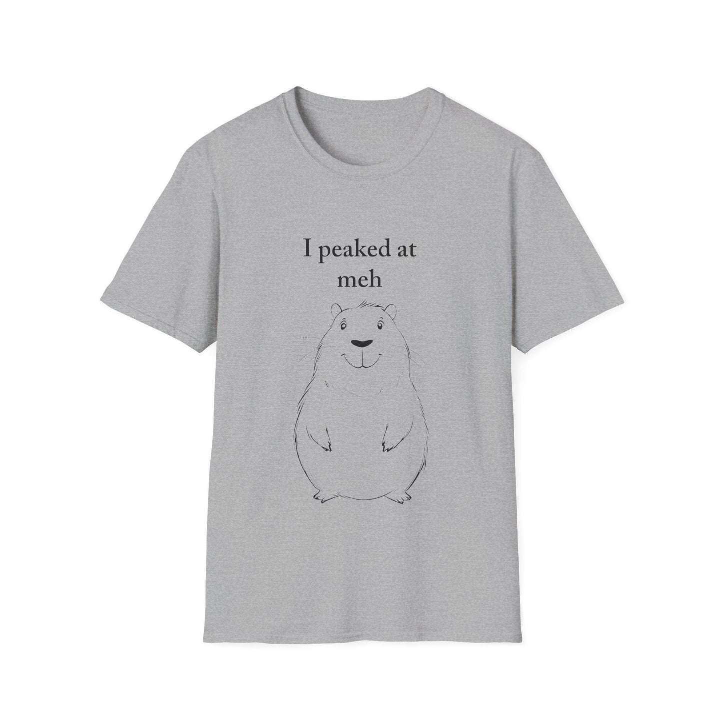 Capybara Line Drawing Unisex T-Shirt, Meh Graphic Tee, Sarcastic Cute Animal Quote, Simple Wildlife Top, Funny Clothing