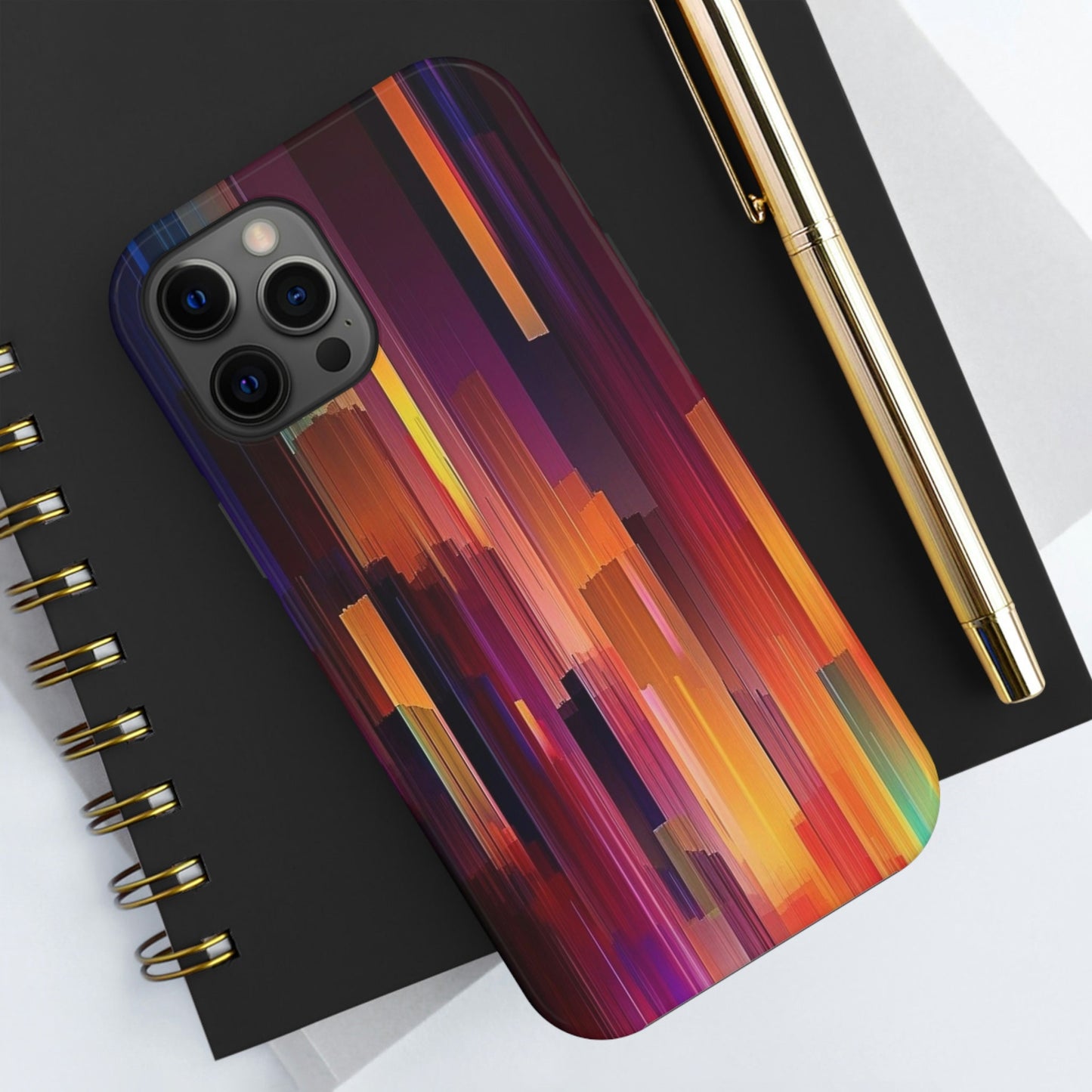 Abstract Multicolored Red, Orange, Purple, and Black Lines No.1 iPhone Tough Case | AI Art.