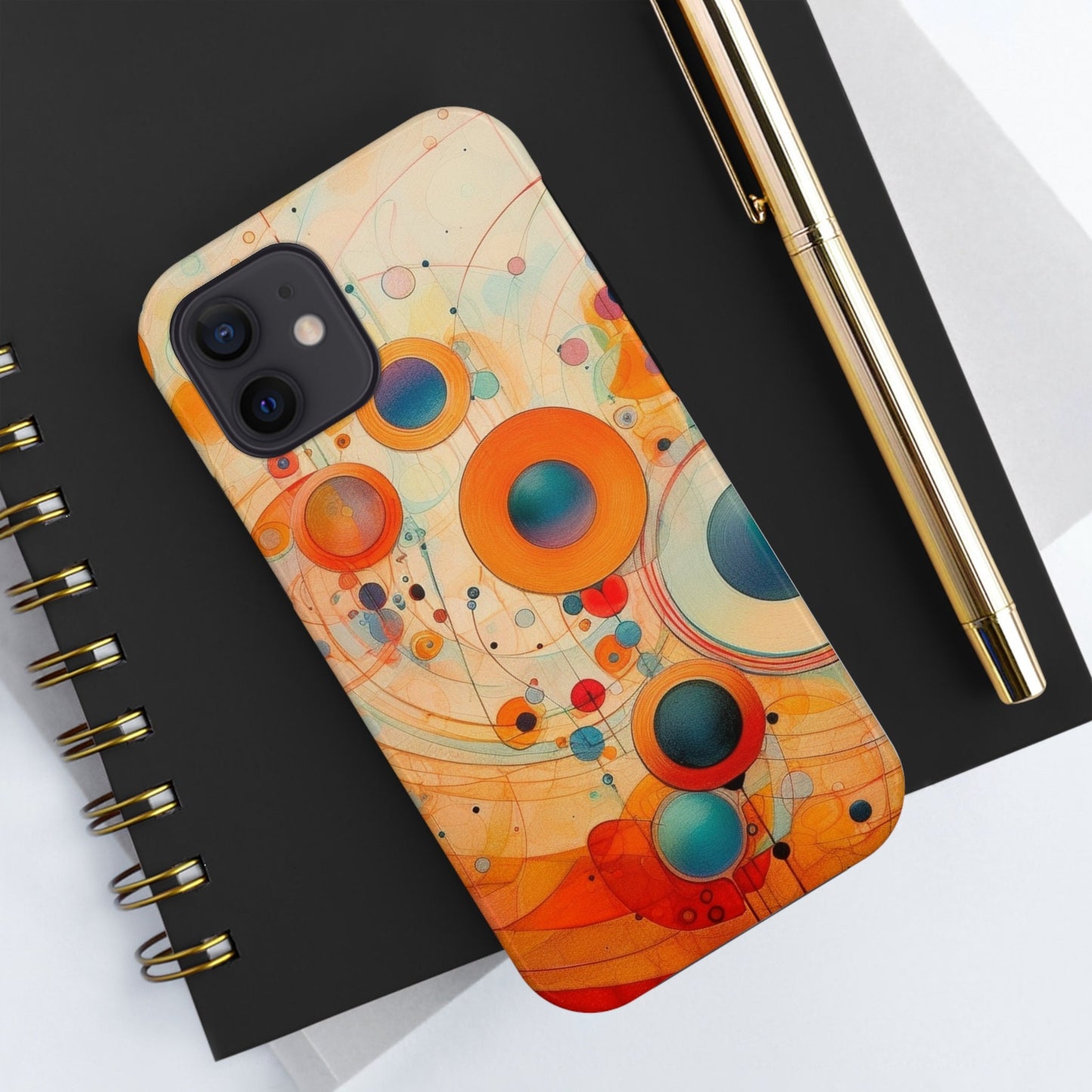 Abstract Orange, Red, and Blue Circles like Kandinsky Tough iPhone Case | Ai Art