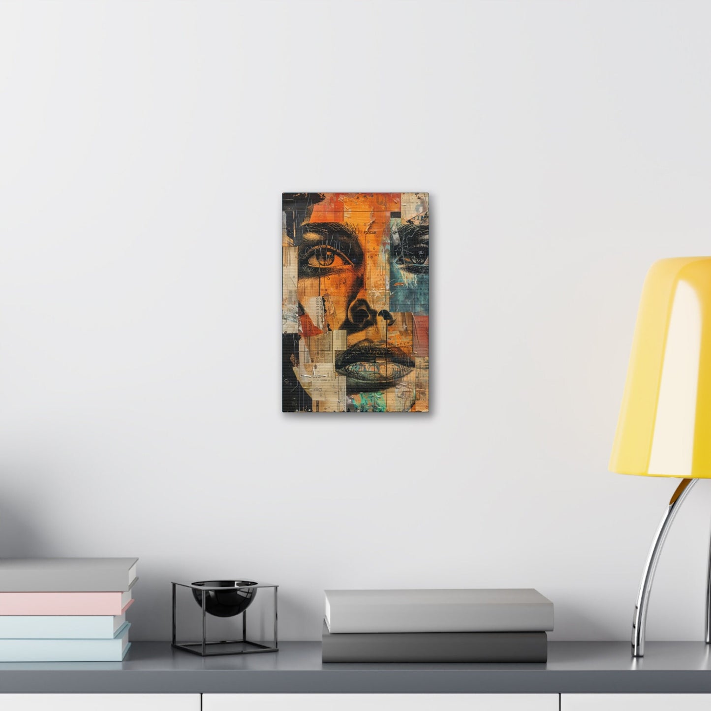 Unique Wall Art for your Home, Apartment, Room. Close up portrait of a woman. Paper collage Inspired Home Decor.Thought Provoking.