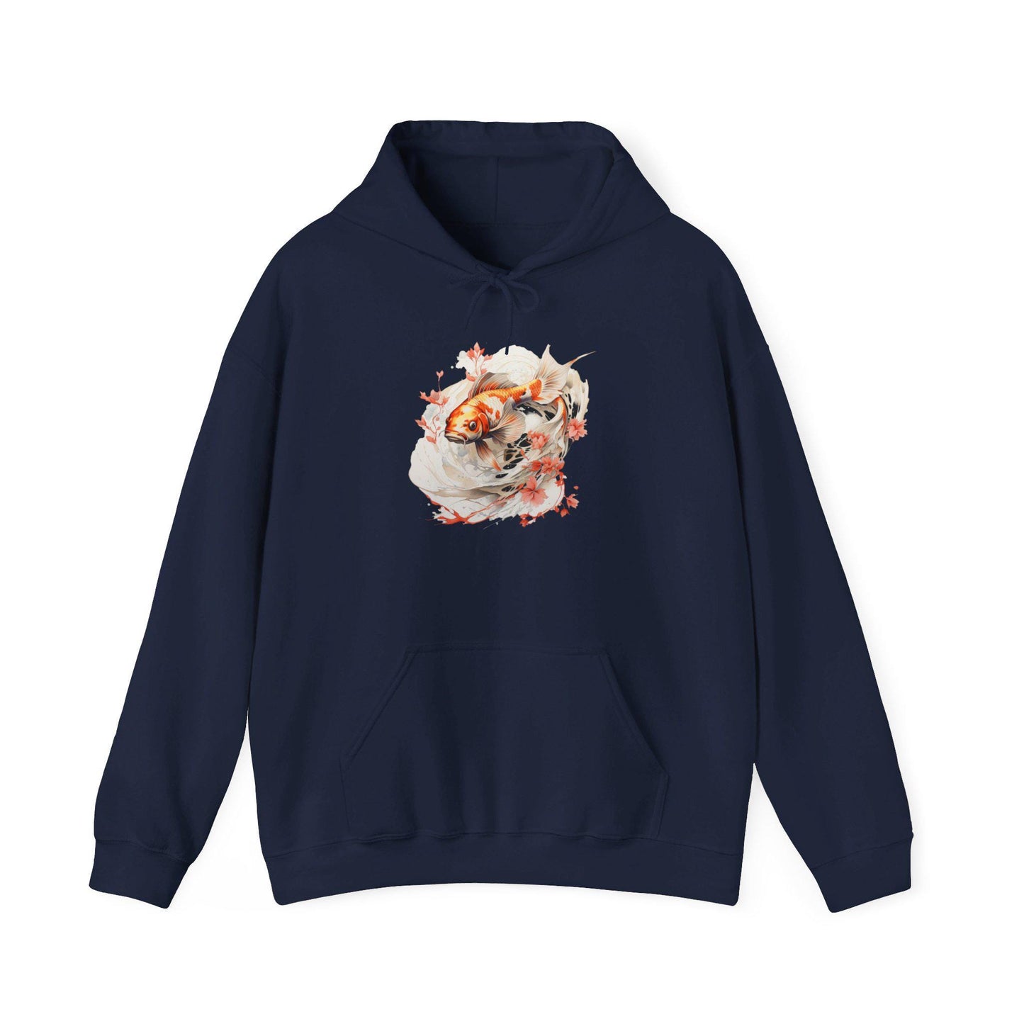 Unisex Heavy Blend™ Hooded Sweatshirt: Koi Fish Hoodie with Floral Design | Cozy Unisex Sweatshirt | Japanese Inspired Apparel