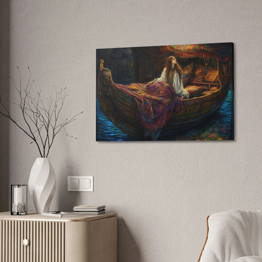 Unique wall art for college apartments or new homes | Reimagined Representation of The Lady Of Shallot by John William Waterhouse