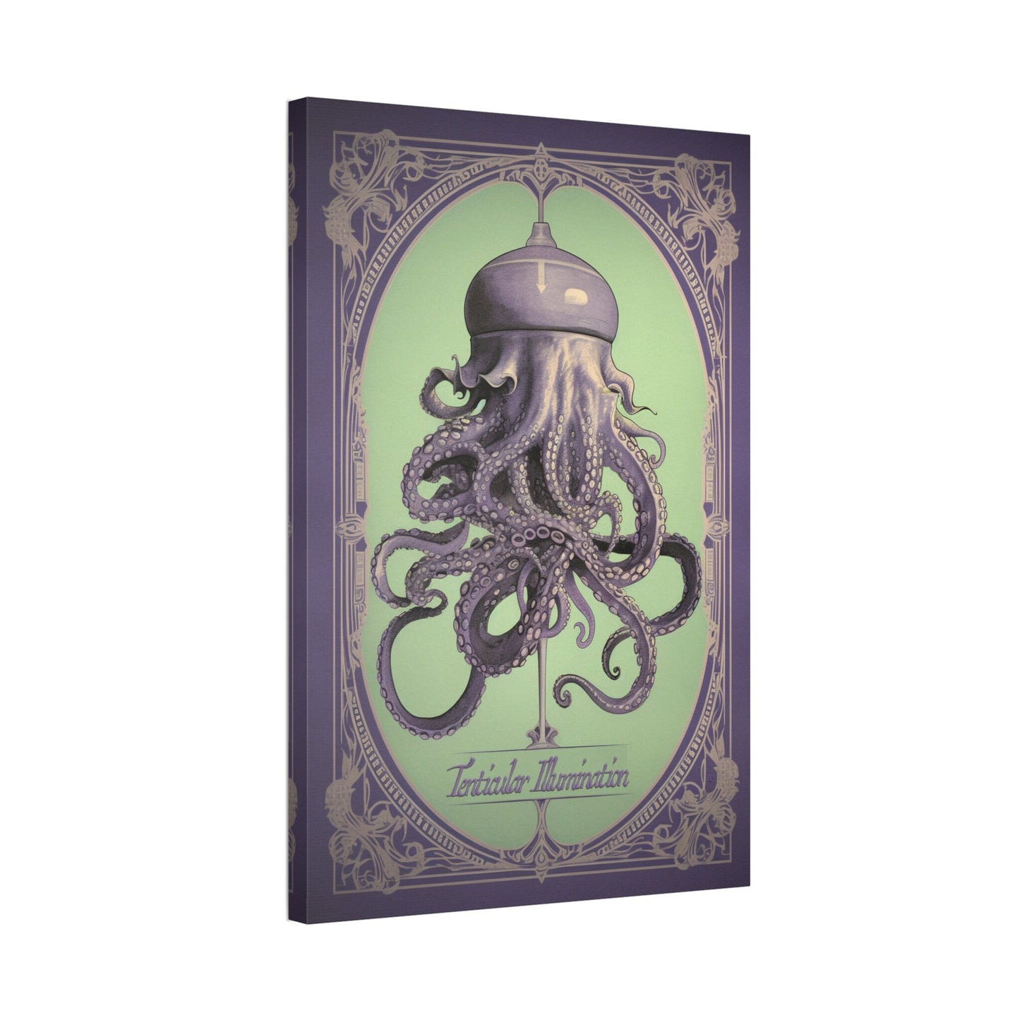 Unique College Dorm or New Apartment Wall Art | Art Nouveau liquor advertisement style print for an octopus light. Ai generated.