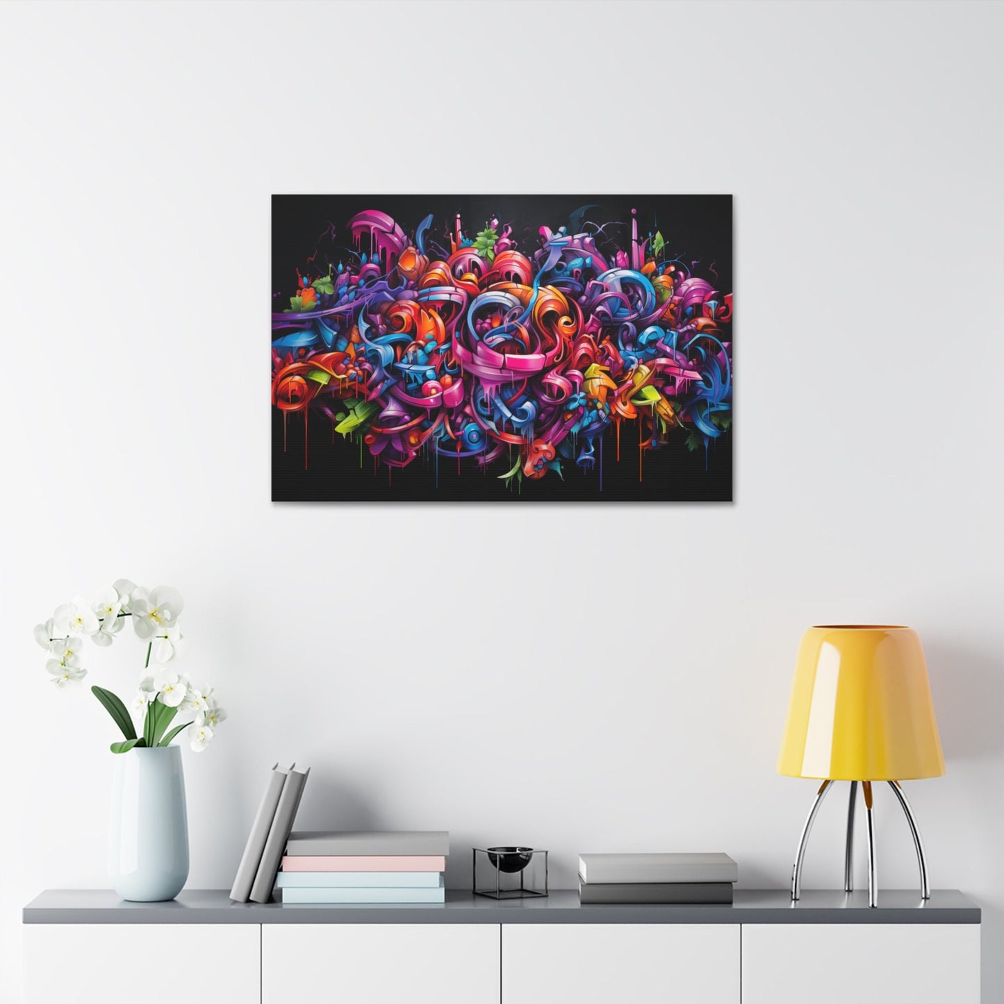 Unique College Dorm or New Apartment Wall Art | Multi-colored Graffiti Style print 2. Ai generated.