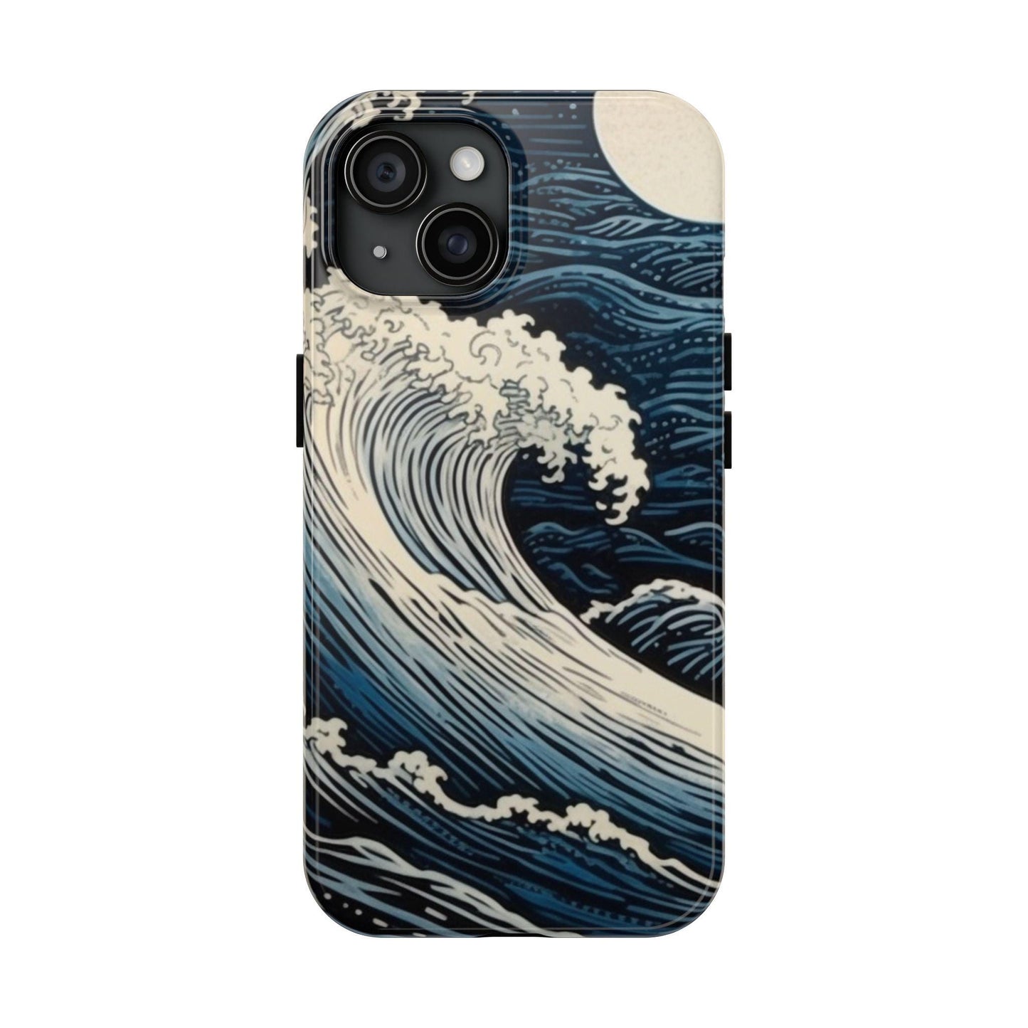 Blue wave Japanese Style Etching Print. Samsung Galaxy or iPhone Tough Case | Amazing mobile case.