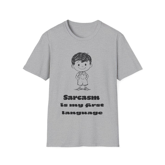 Cartoon Kid Unisex Softstyle T-Shirt, Sarcasm Is My First Language, Funny Graphic Tee, Sarcastic Shirt, Humor Top, Gift for Joke Lovers