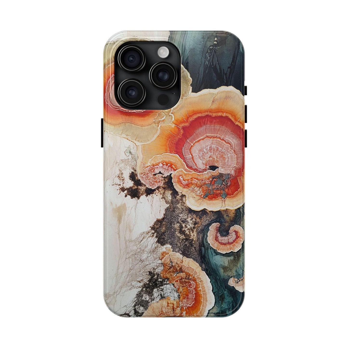 Abstract Fungal Inspired Phone Cases, Tough Samsung iPhone Cover, White Red Blue Orange Art Design
