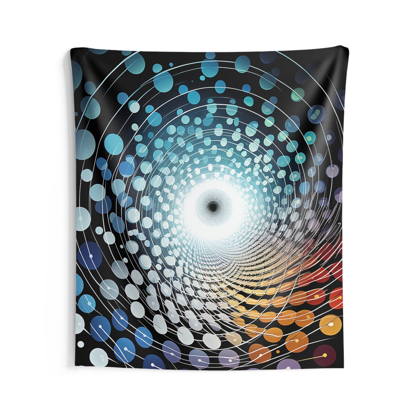 Trippy Spiral Black Hole Indoor Wall Tapestries for all your Smoker Friends. Unique AI Art designs for your dorm or chillout rooms.