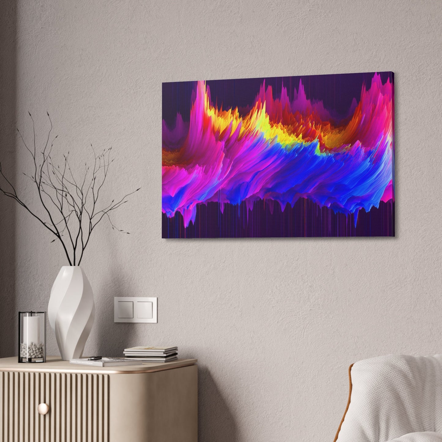 Unique College Dorm or New Apartment Wall Art | Multi-colored Pixel Drift Art print 3. Ai generated.