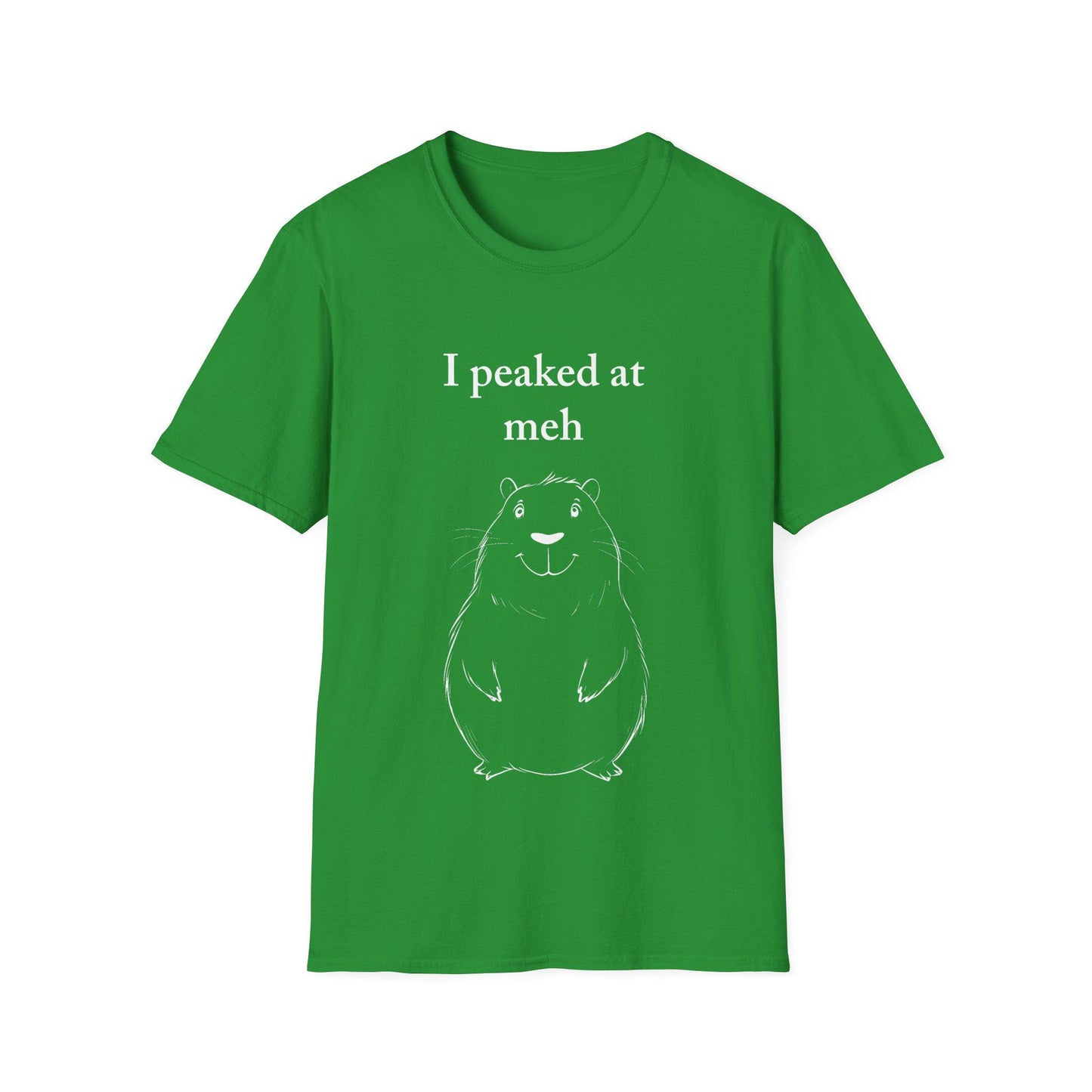 Capybara Line Drawing Unisex T-Shirt, Meh Graphic Tee, Sarcastic Cute Animal Quote, Simple Wildlife Top, Funny Clothing