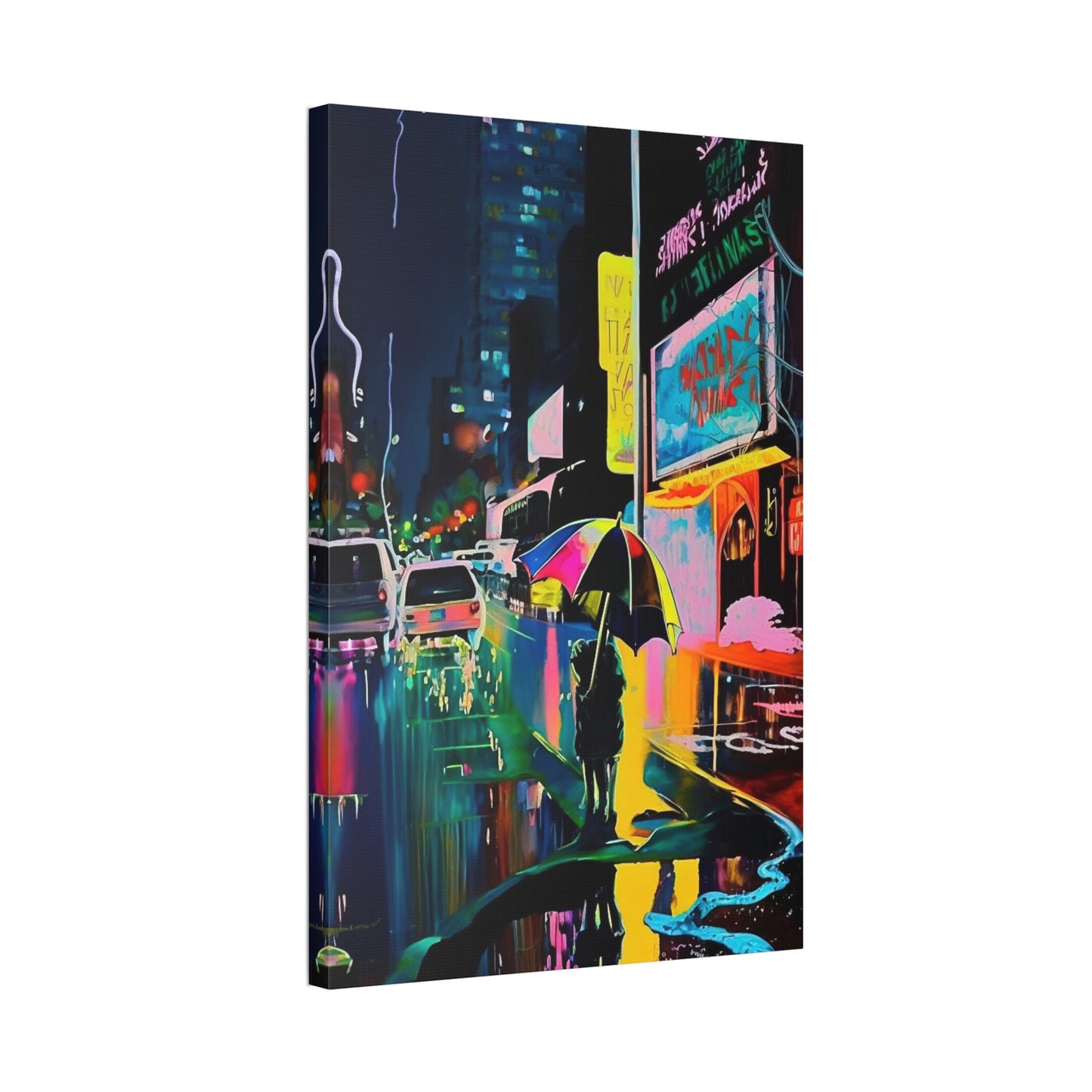 Neon Street Drips: Abstract City Scene