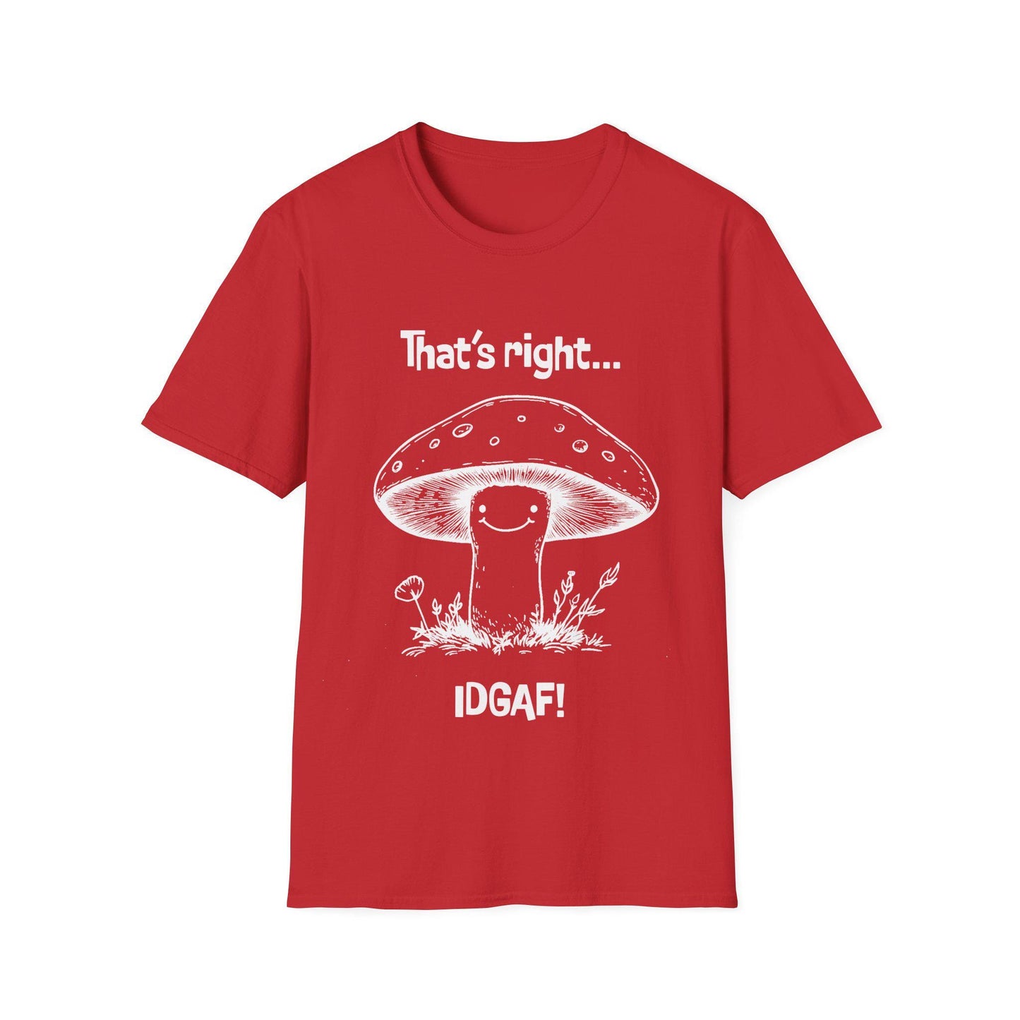 Smiling Mushroom Unisex Softstyle T-Shirt, Funny Graphic Tee, Cute F*ck Off Shirt, Sarcastic Mushroom Top, Humor Tee for Adults