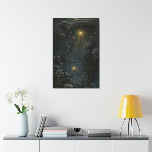 Unique wall art for college apartments or new homes | Surreal AI-Art Print: Starry Night Inspired with H.R. Giger, Szukalski, and Beksinski