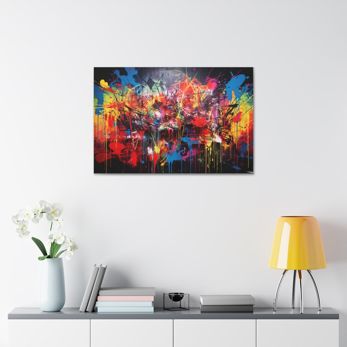 Unique College Dorm or New Apartment Wall Art | Multi-colored Graffiti Style print. Ai generated.