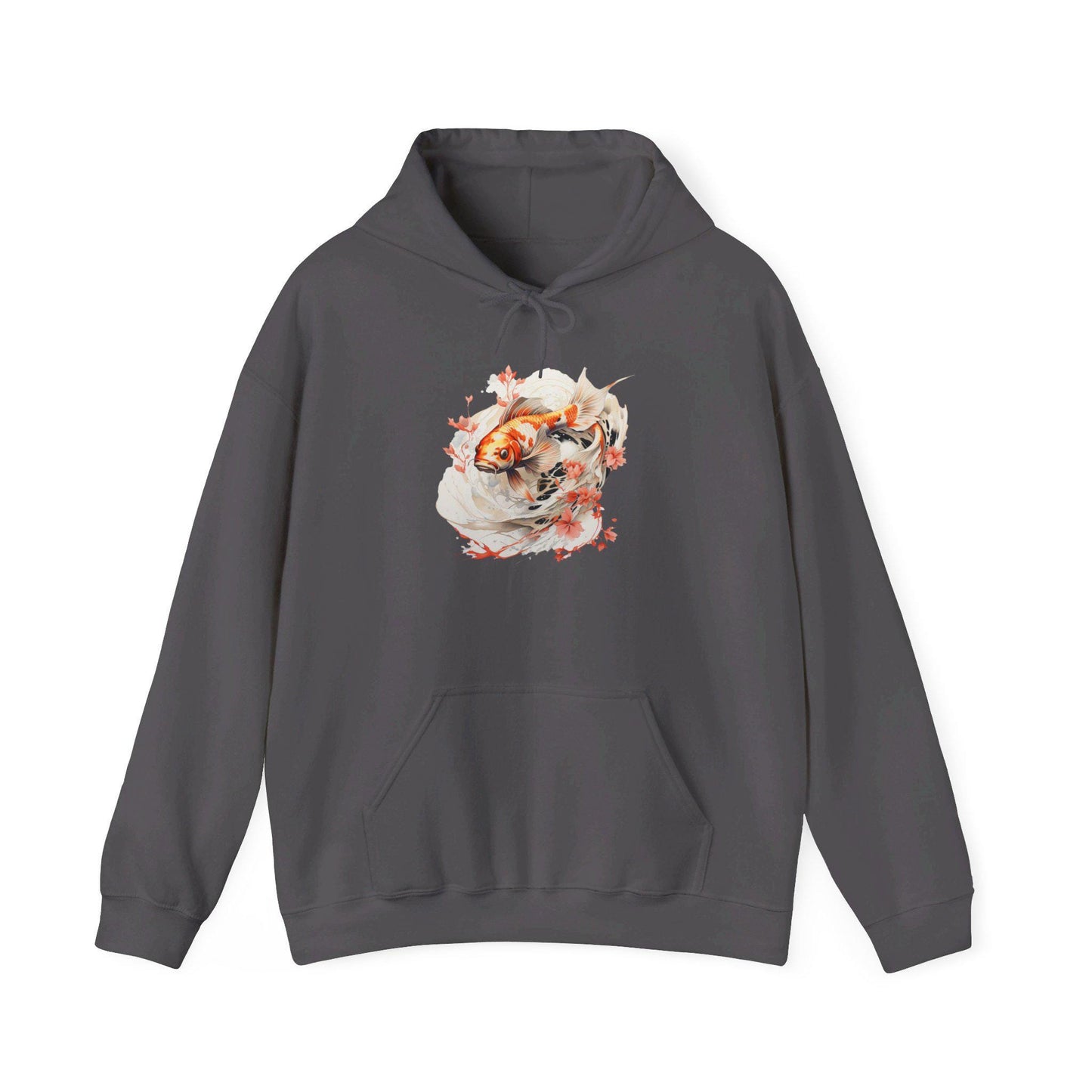 Unisex Heavy Blend™ Hooded Sweatshirt: Koi Fish Hoodie with Floral Design | Cozy Unisex Sweatshirt | Japanese Inspired Apparel