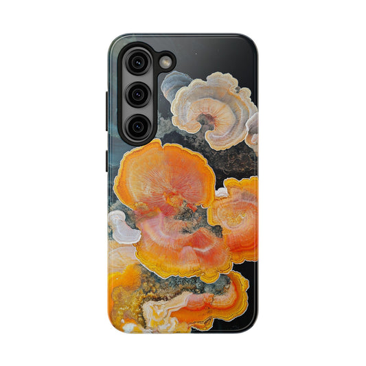Abstract Fungal Inspired Phone Cases, Tough Samsung iPhone Cover, Yellow Blue Orange Art Design