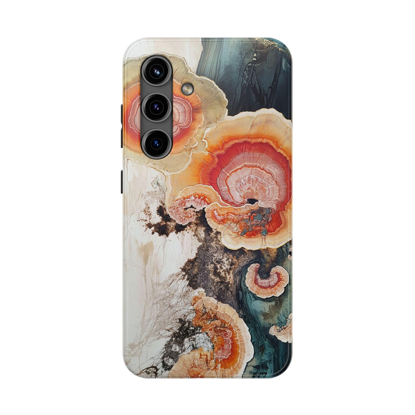 Abstract Fungal Inspired Phone Cases, Tough Samsung iPhone Cover, White Red Blue Orange Art Design
