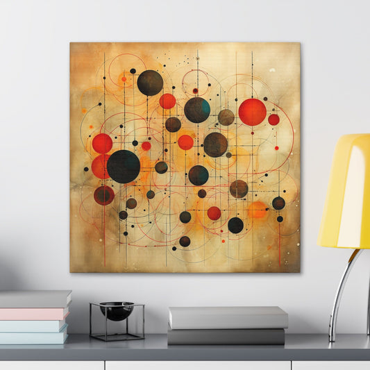 Amazing Wall Art for your Home, Apartment or Dorm Room.  Abstract Art, Circles & Worn papyrus. Modern Geometric Red and Black, Home Decor.