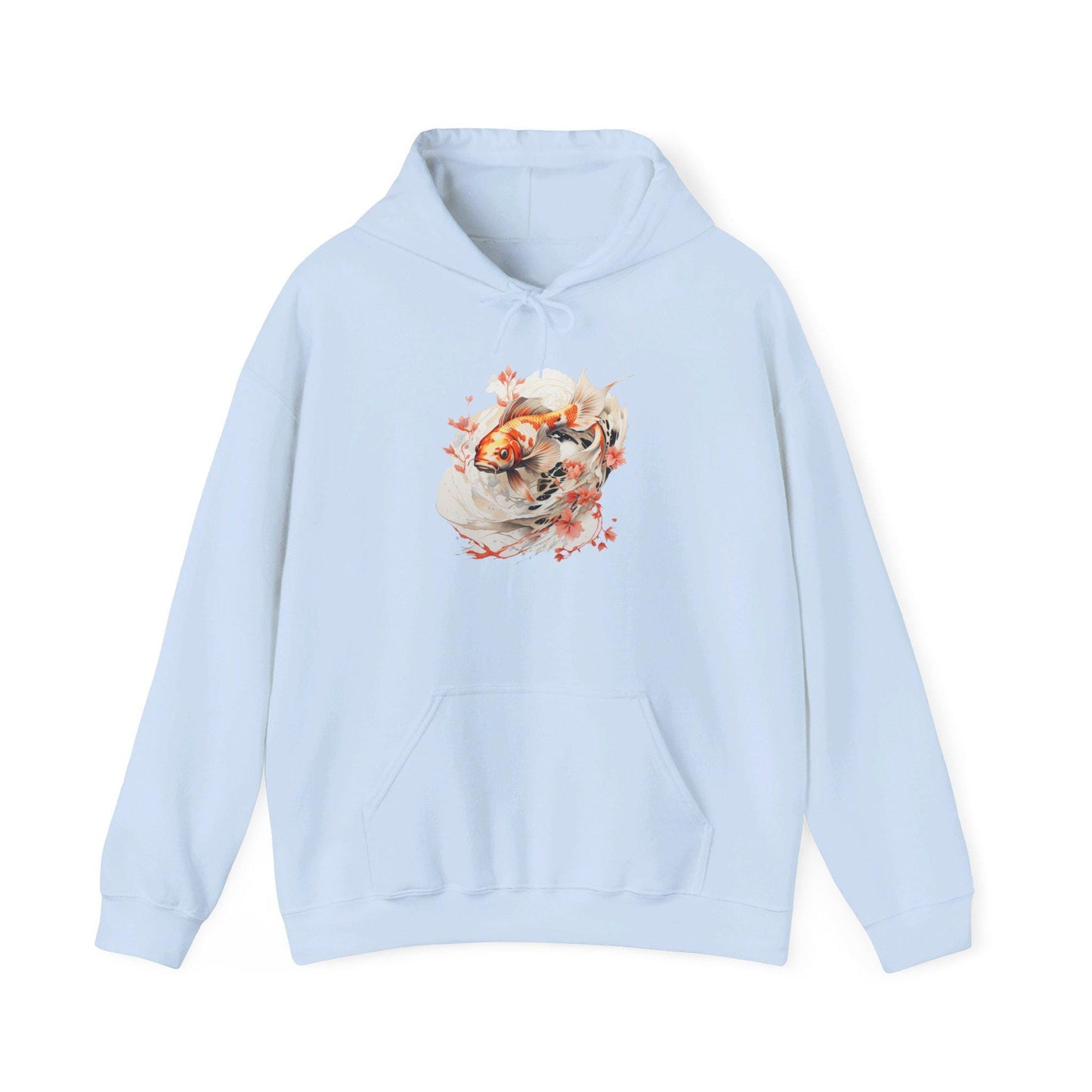 Unisex Heavy Blend™ Hooded Sweatshirt: Koi Fish Hoodie with Floral Design | Cozy Unisex Sweatshirt | Japanese Inspired Apparel