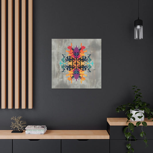3: Art Print, Rorschach Test Inspired Multi-Color Wall Decor, Concrete Background, Gallery Wrap, Home Decor, Psychologist Gift, Inkblot