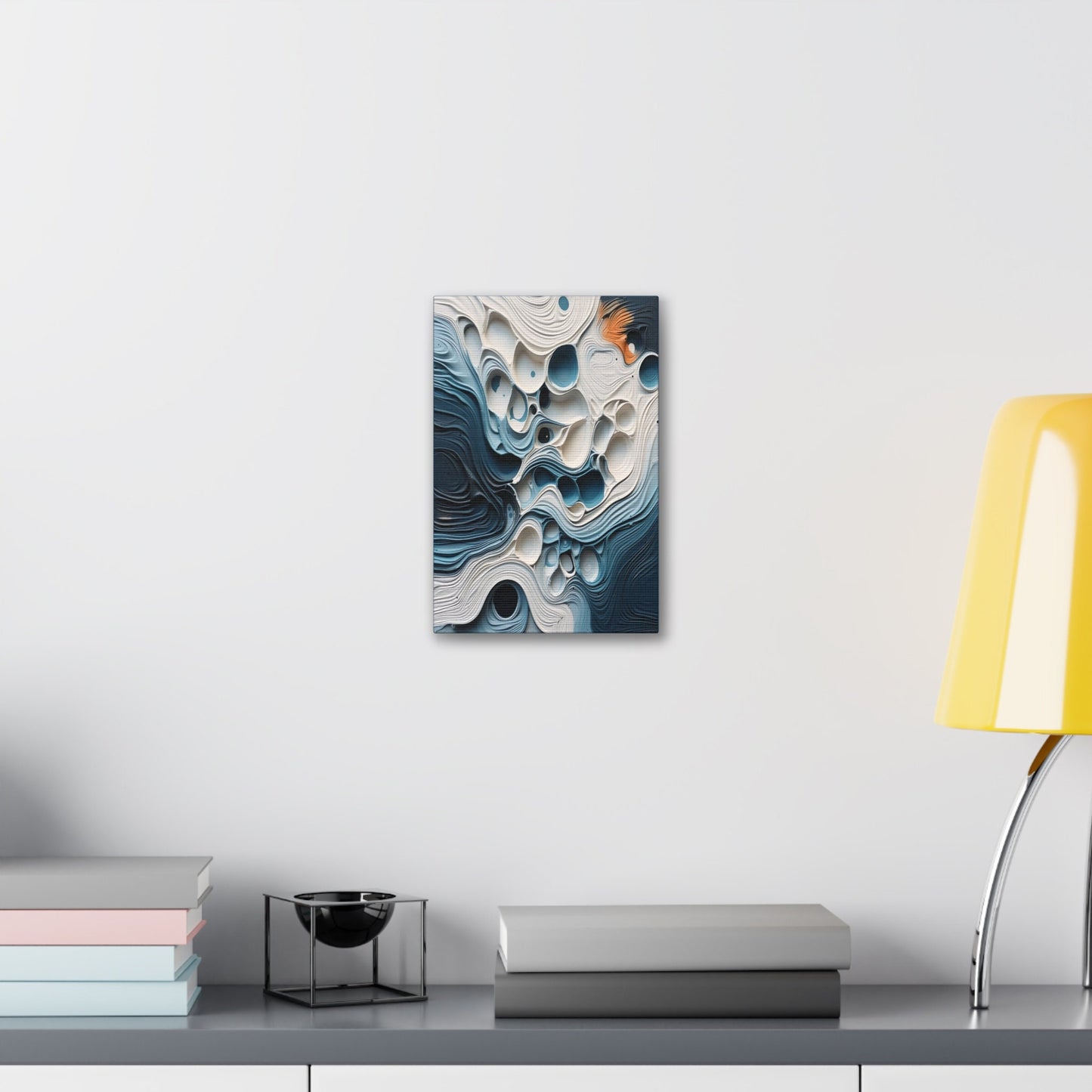 Abstract Blue and White 3D Paper Art - Modern Wall Decor - Unique Geometric Design - Contemporary Home Decor