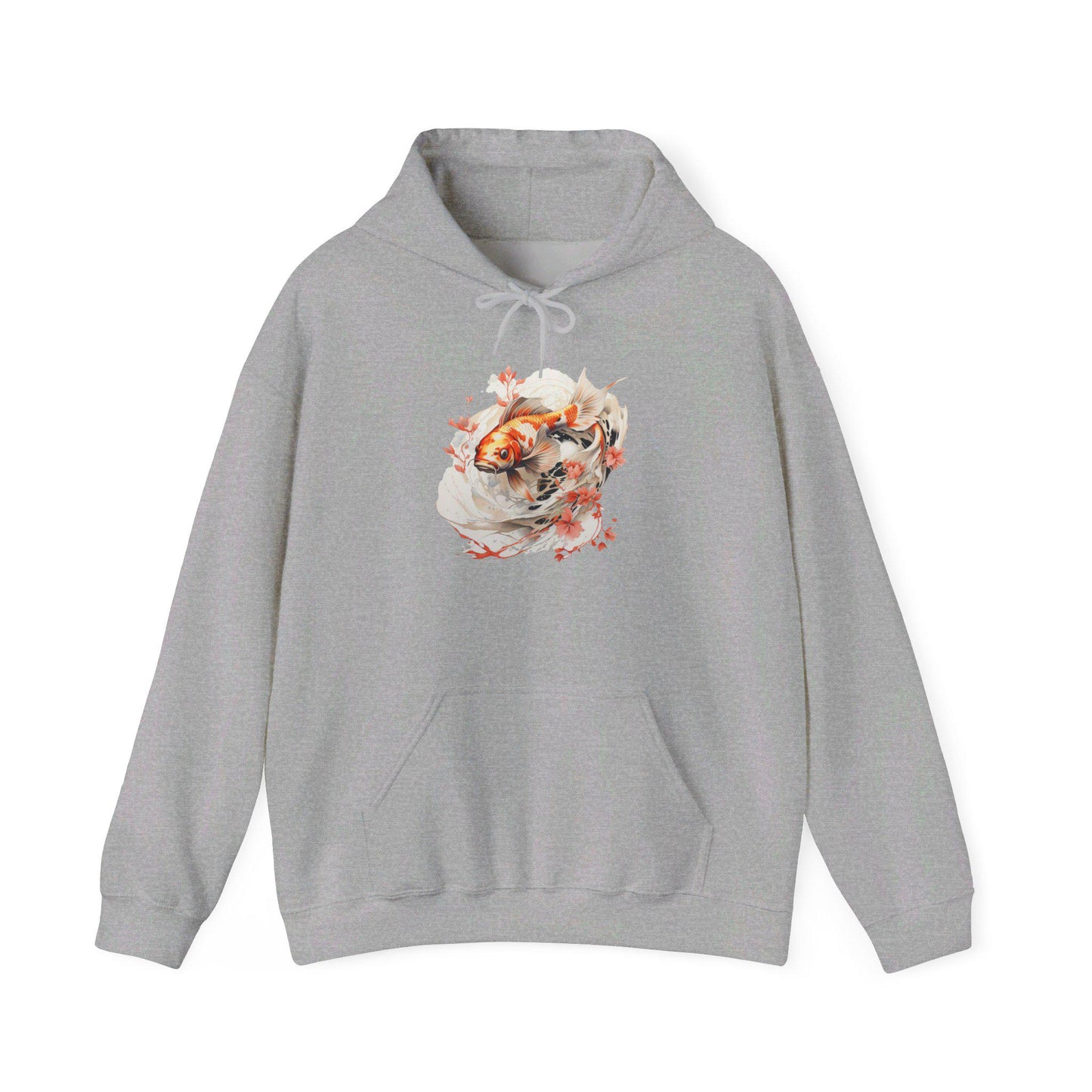 Unisex Heavy Blend™ Hooded Sweatshirt: Koi Fish Hoodie with Floral Design | Cozy Unisex Sweatshirt | Japanese Inspired Apparel