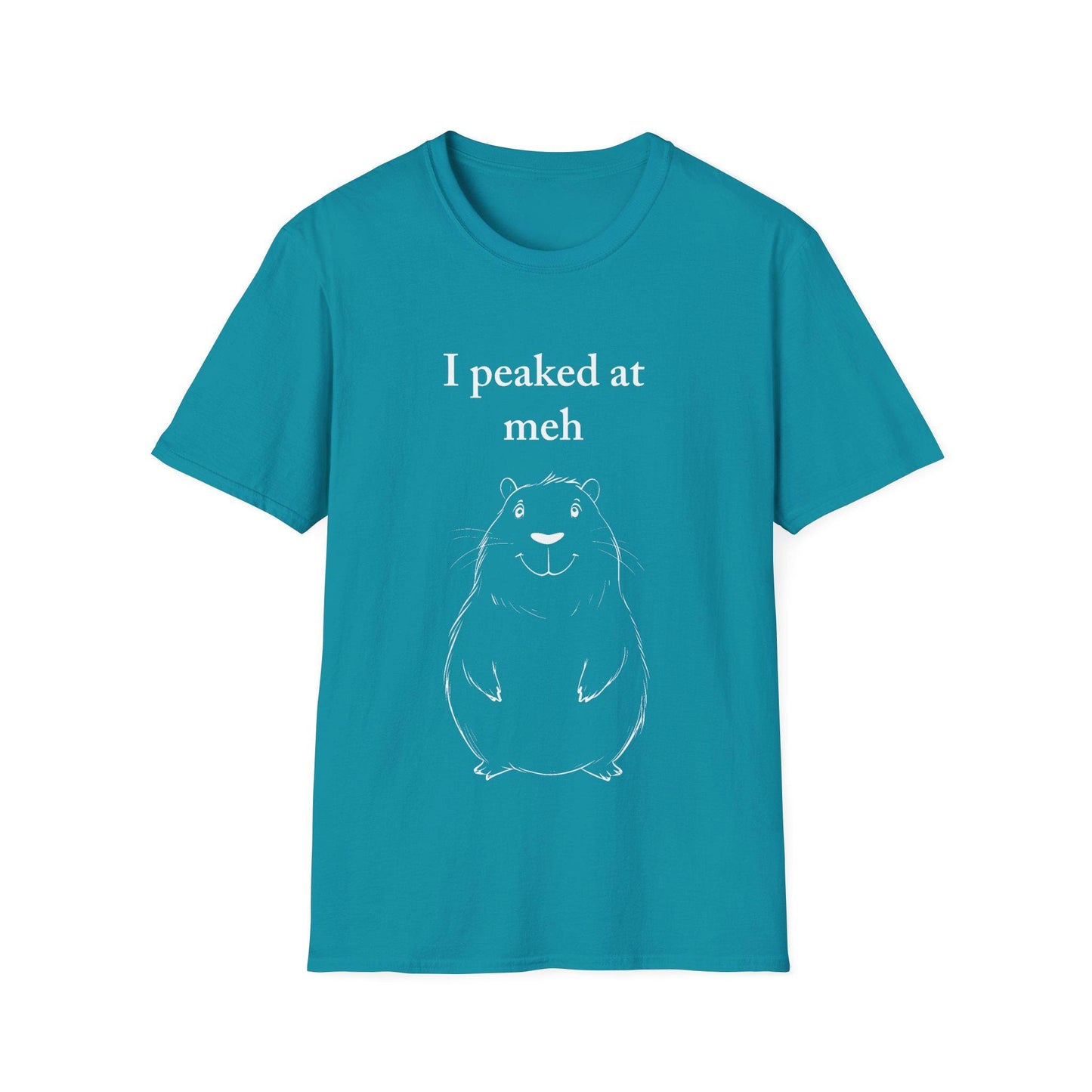 Capybara Line Drawing Unisex T-Shirt, Meh Graphic Tee, Sarcastic Cute Animal Quote, Simple Wildlife Top, Funny Clothing