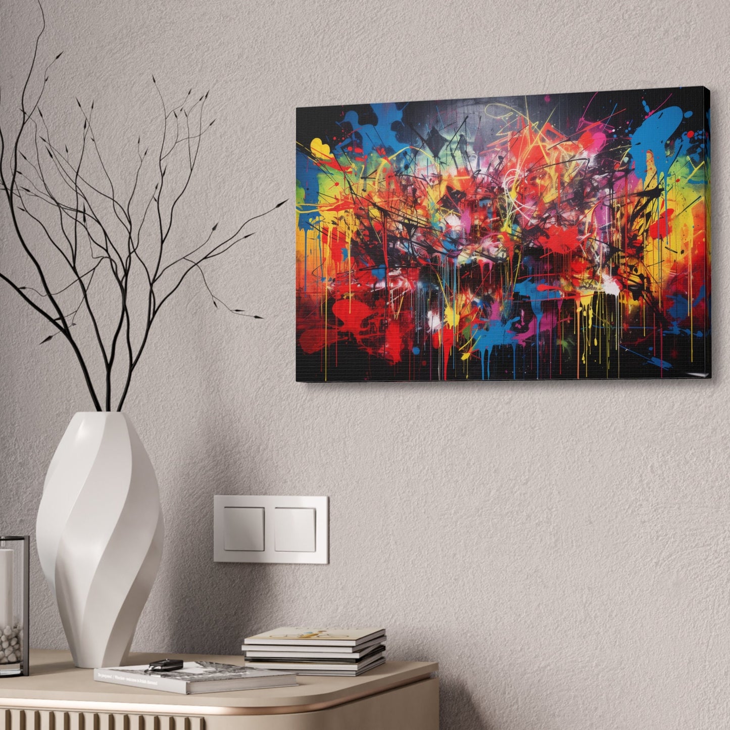 Unique College Dorm or New Apartment Wall Art | Multi-colored Graffiti Style print. Ai generated.