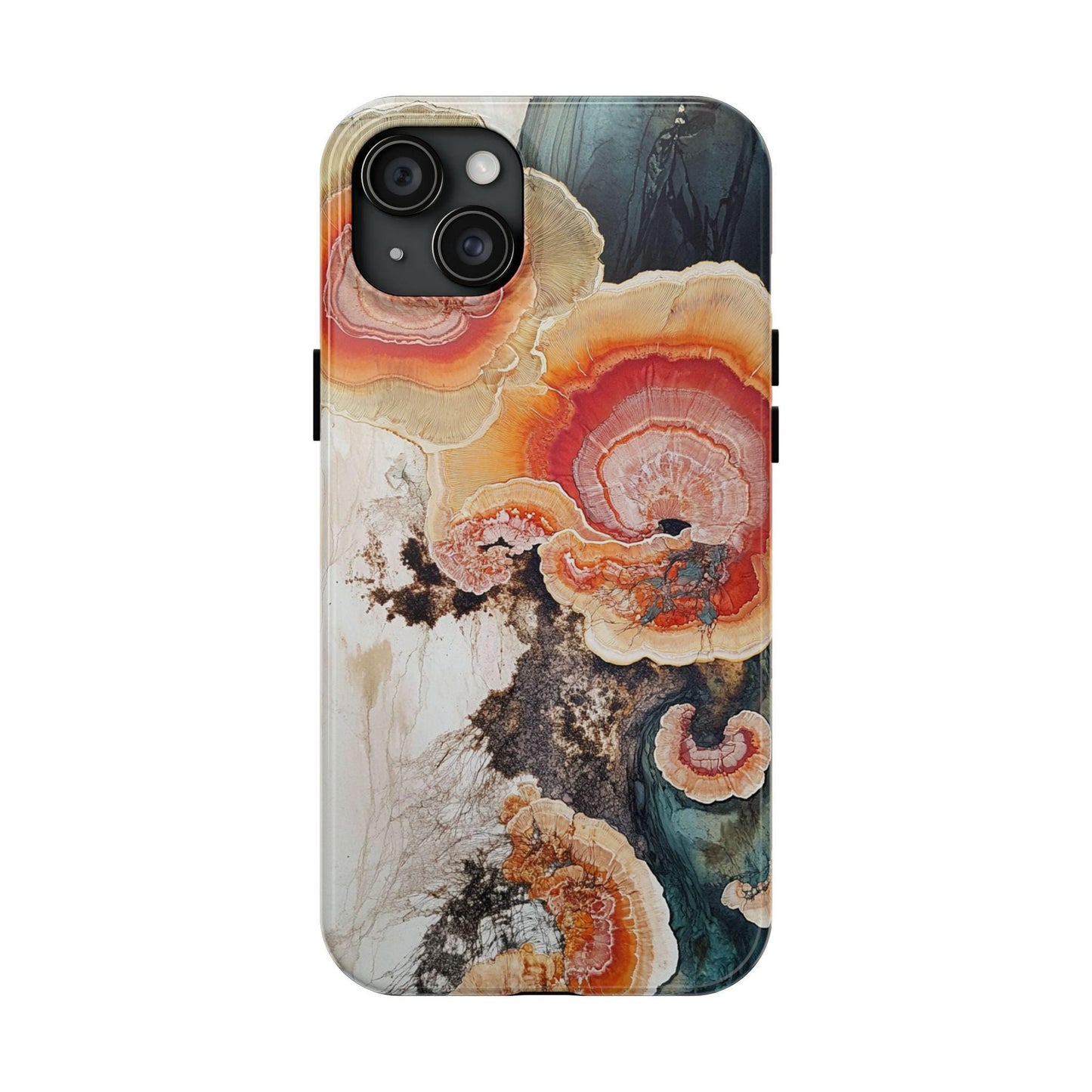 Abstract Fungal Inspired Phone Cases, Tough Samsung iPhone Cover, White Red Blue Orange Art Design