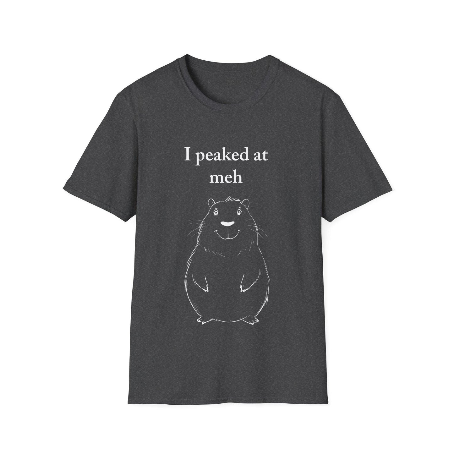 Capybara Line Drawing Unisex T-Shirt, Meh Graphic Tee, Sarcastic Cute Animal Quote, Simple Wildlife Top, Funny Clothing