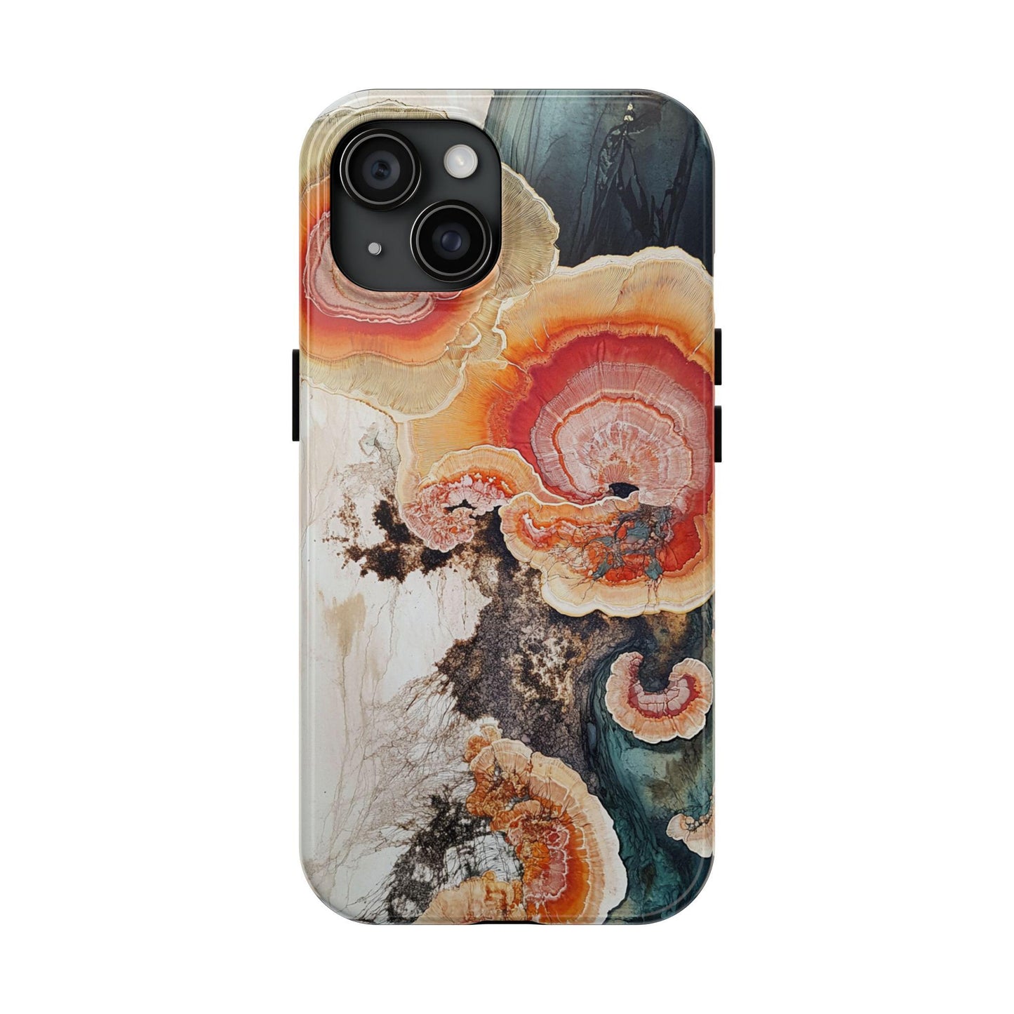 Abstract Fungal Inspired Phone Cases, Tough Samsung iPhone Cover, White Red Blue Orange Art Design